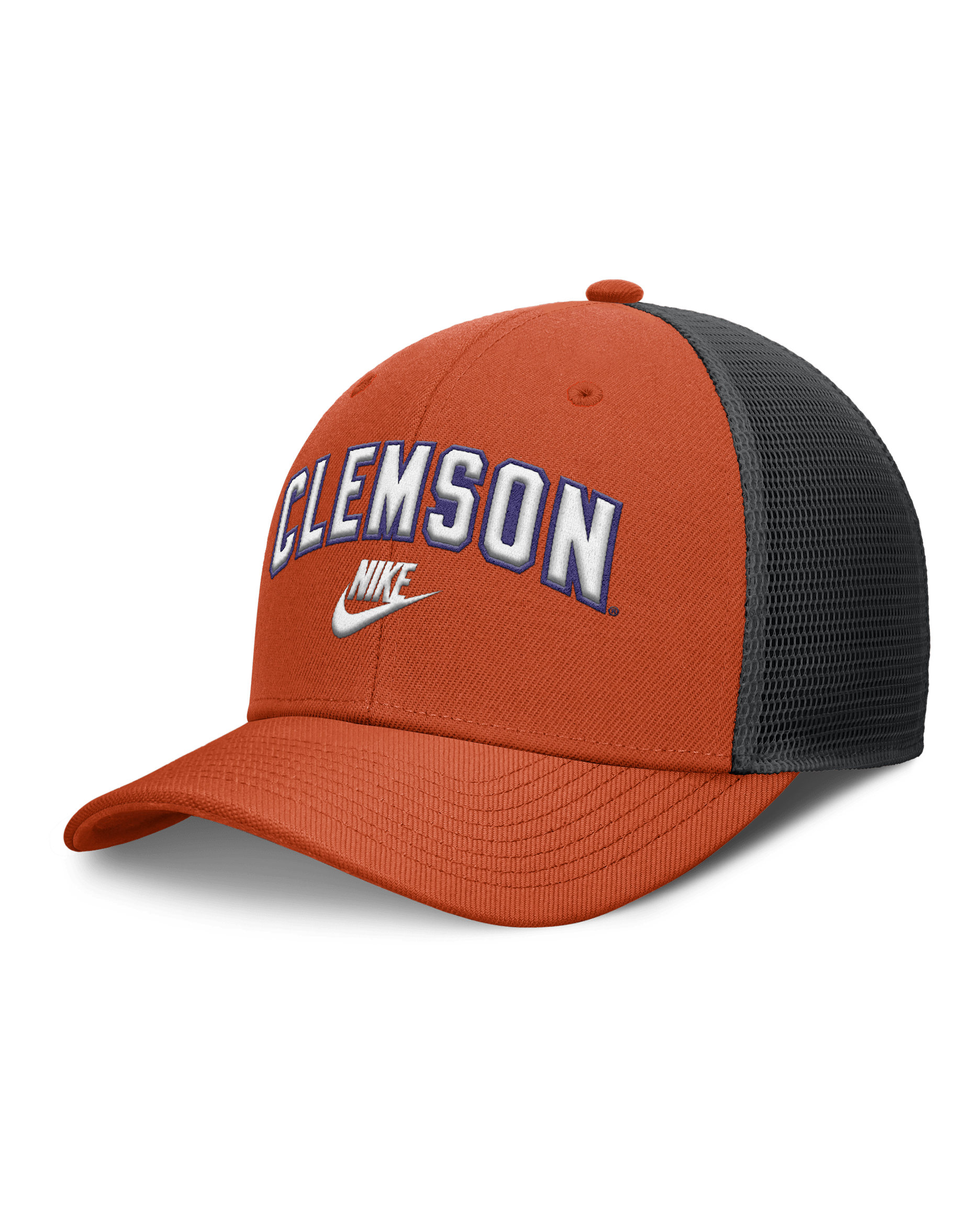 Clemson Legacy Arch Rise Men's Nike Dri-FIT College Trucker Adjustable Hat - Orange