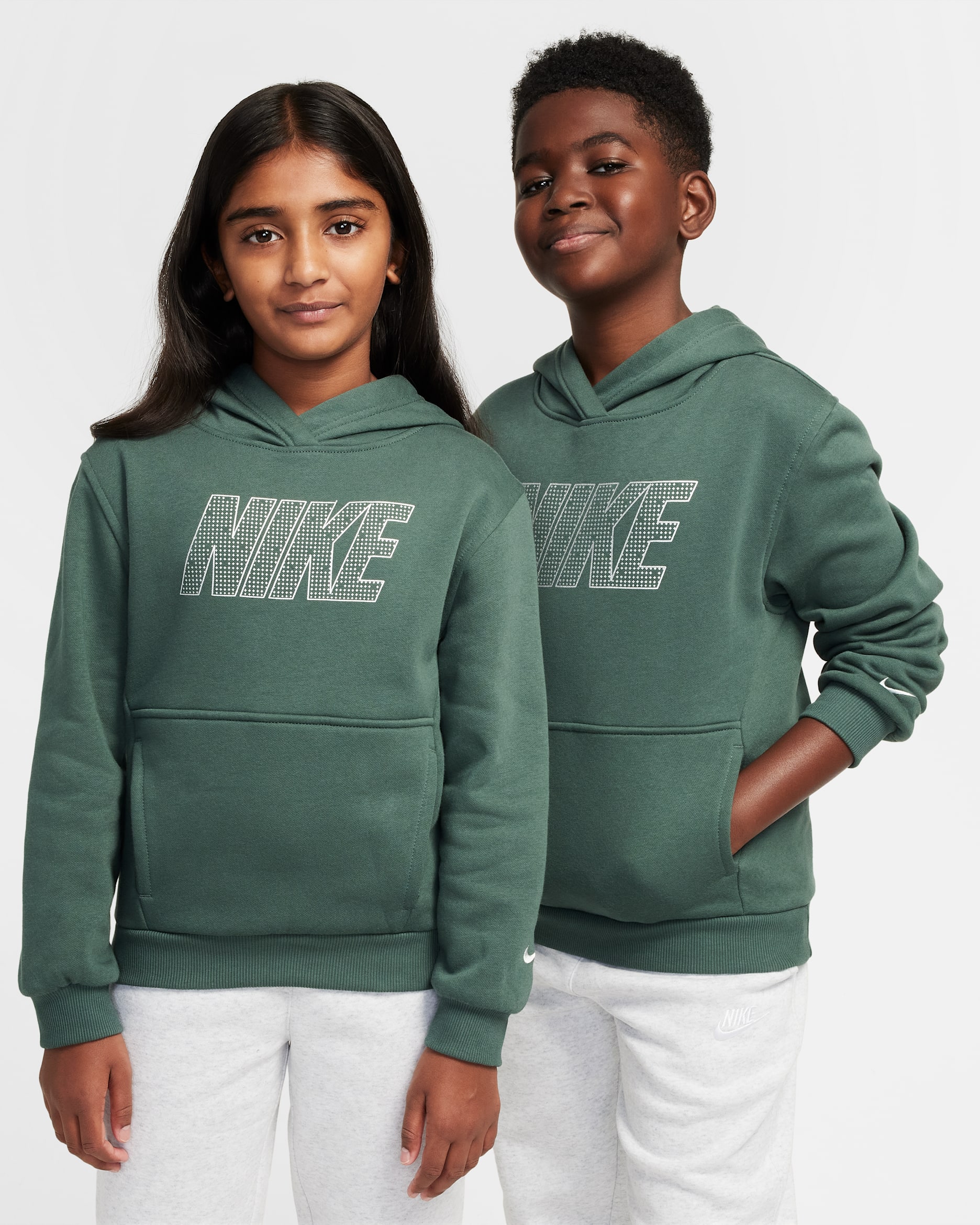 Sudadera con gorro sin cierre para niños talla grande Nike Sportswear Club Fleece - Verde vintage/Plata metalizado