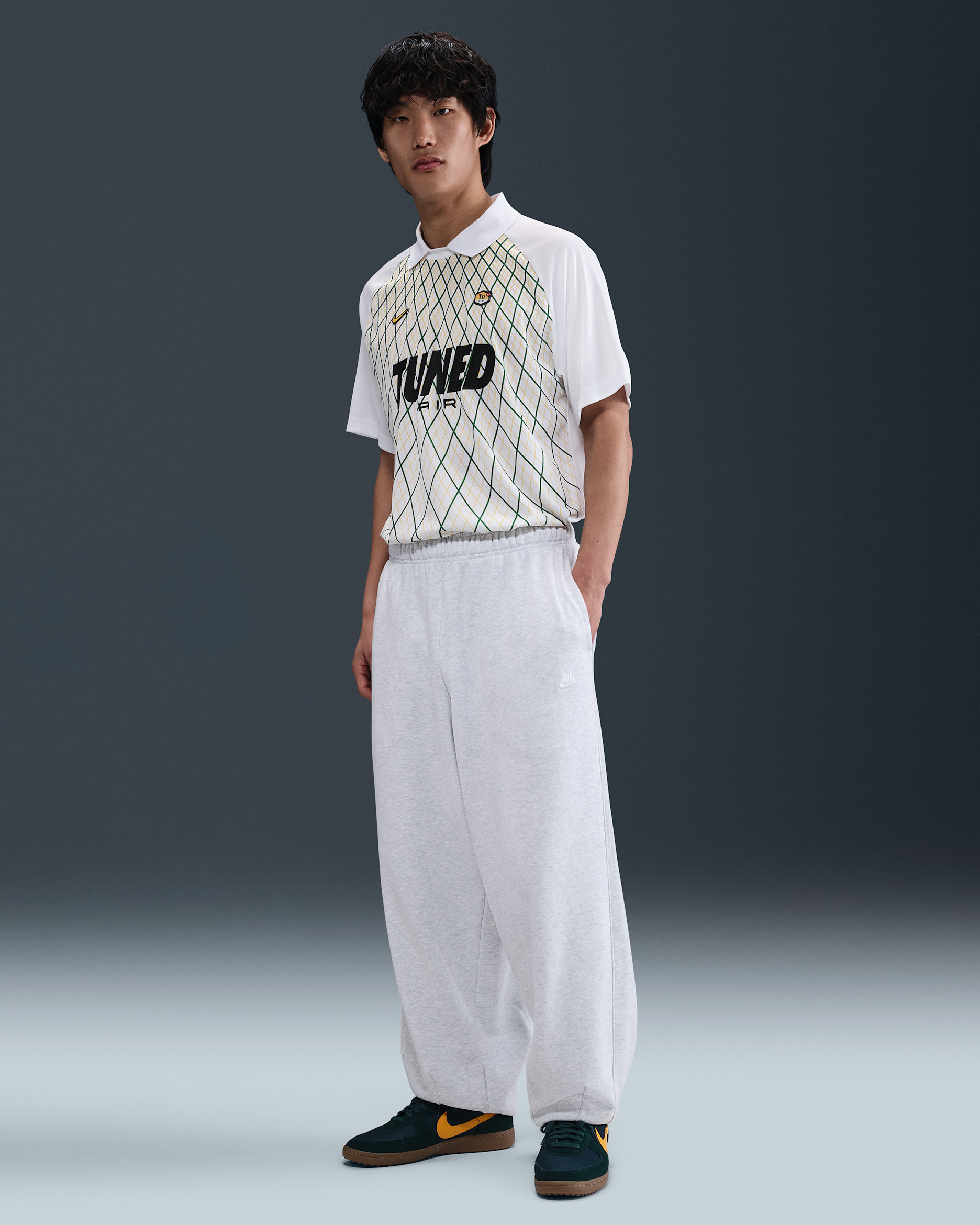 กางเกงขายาวผ้าเฟรนช์เทรีขนาดโอเวอร์ไซส์ผู้ชาย Nike Club Fleece - Birch Heather/ขาว/ขาว