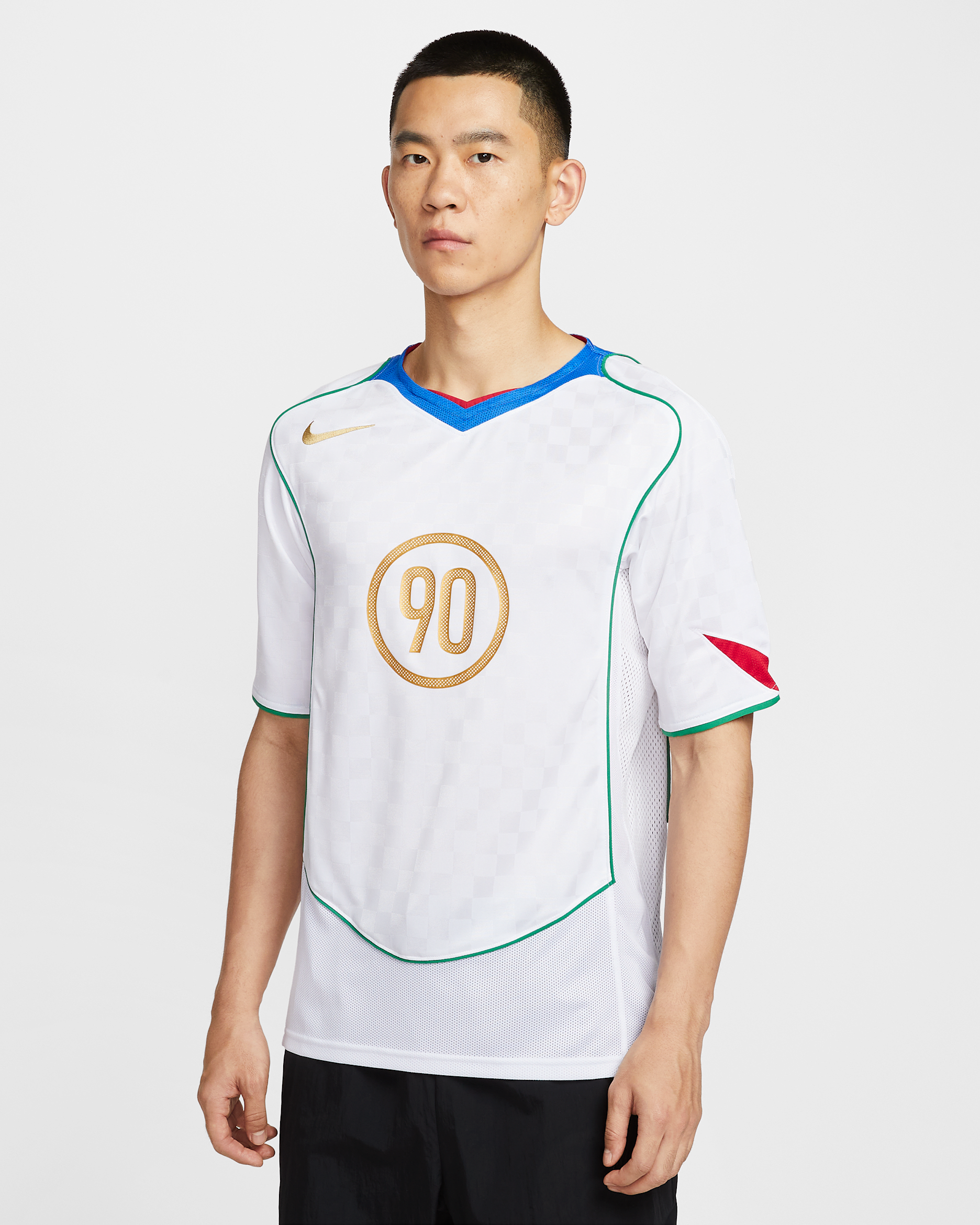 나이키 토탈 90 남성 드라이 핏 축구 저지 - 화이트/이태리 블루/스포츠 레드/메탈릭 골드