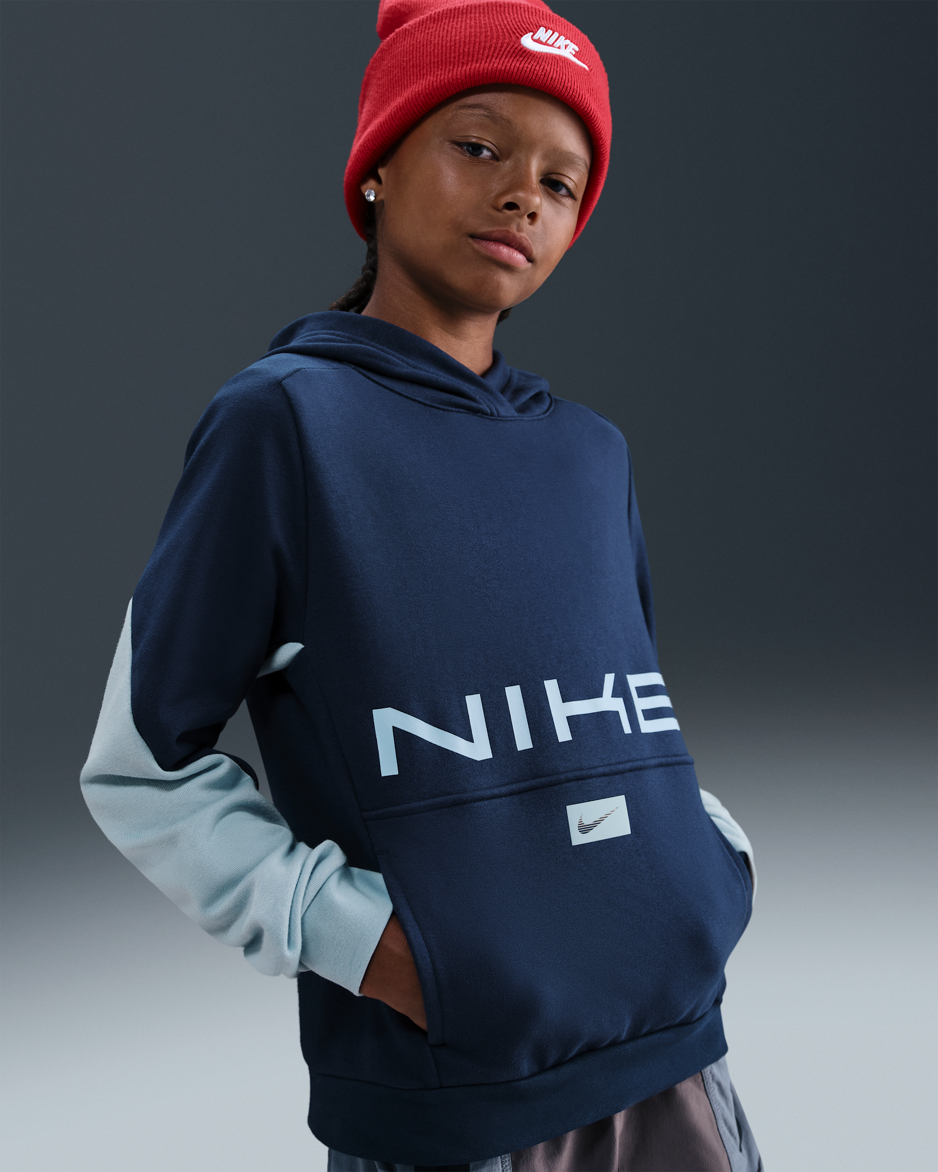 Nike Multi Dessuadora amb caputxa de teixit Fleece Dri-FIT - Nen/a - Midnight Navy/Light Armory Blue/Light Armory Blue