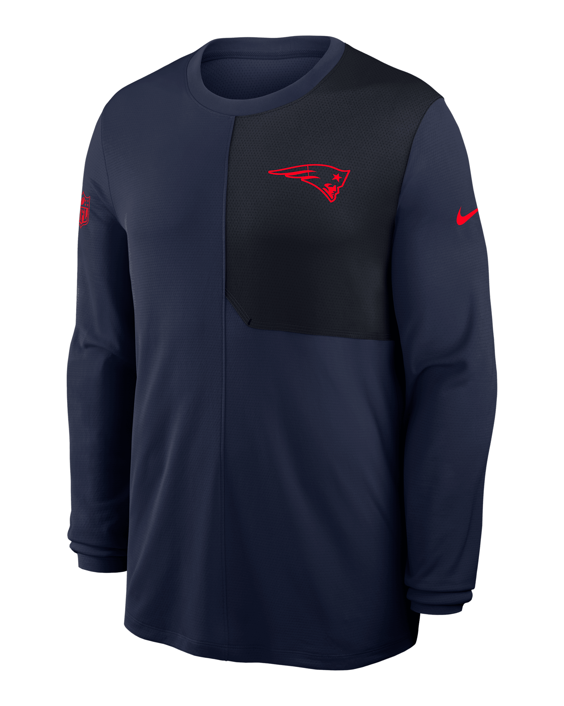 Playera de manga larga Nike Dri-FIT de la NFL para hombre New England Patriots Sideline Coach - Azul marino