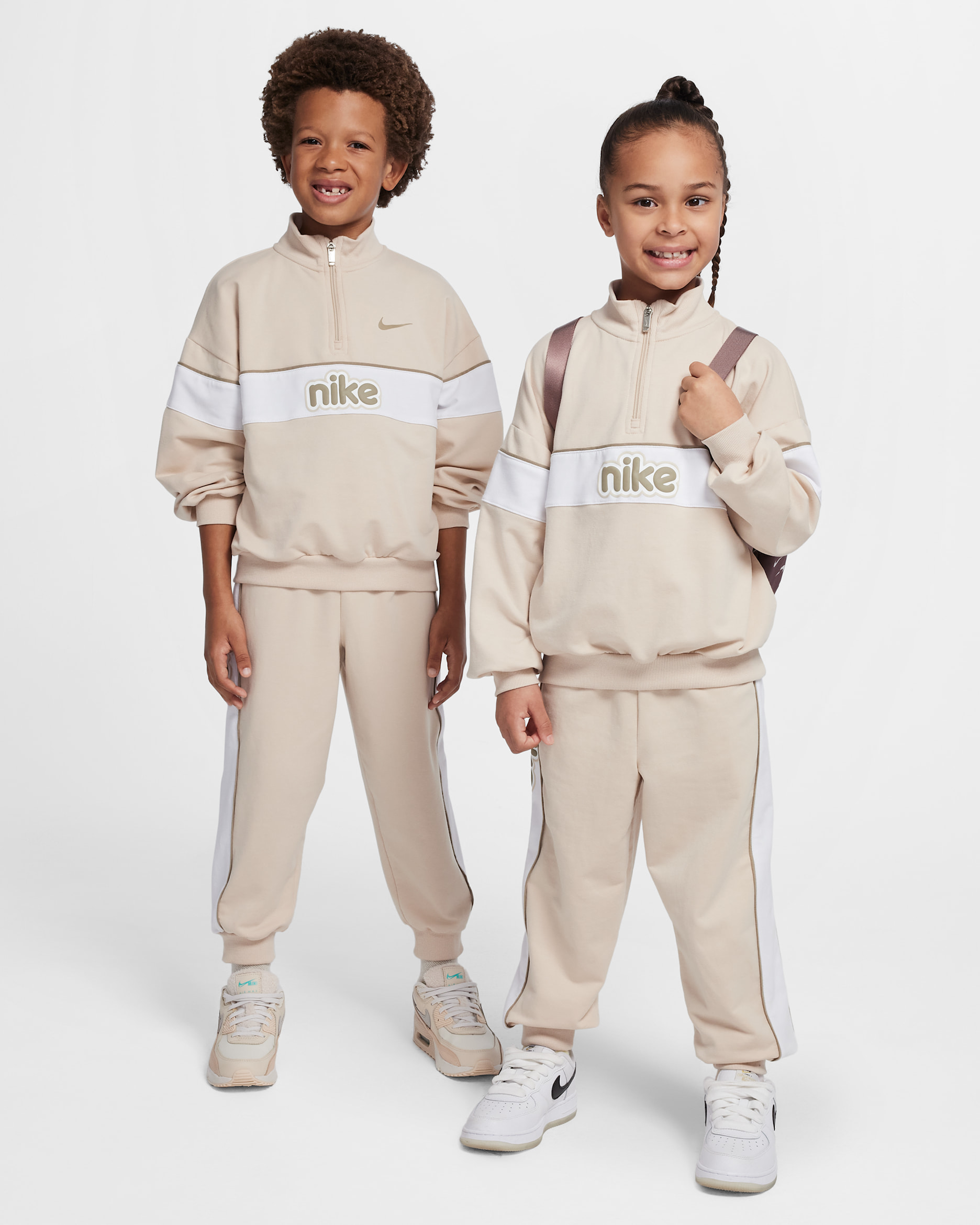 ナイキ リトルキッズ E1D1 クォータージップ トップ アンド パンツ セットアップ - サンドドリフト