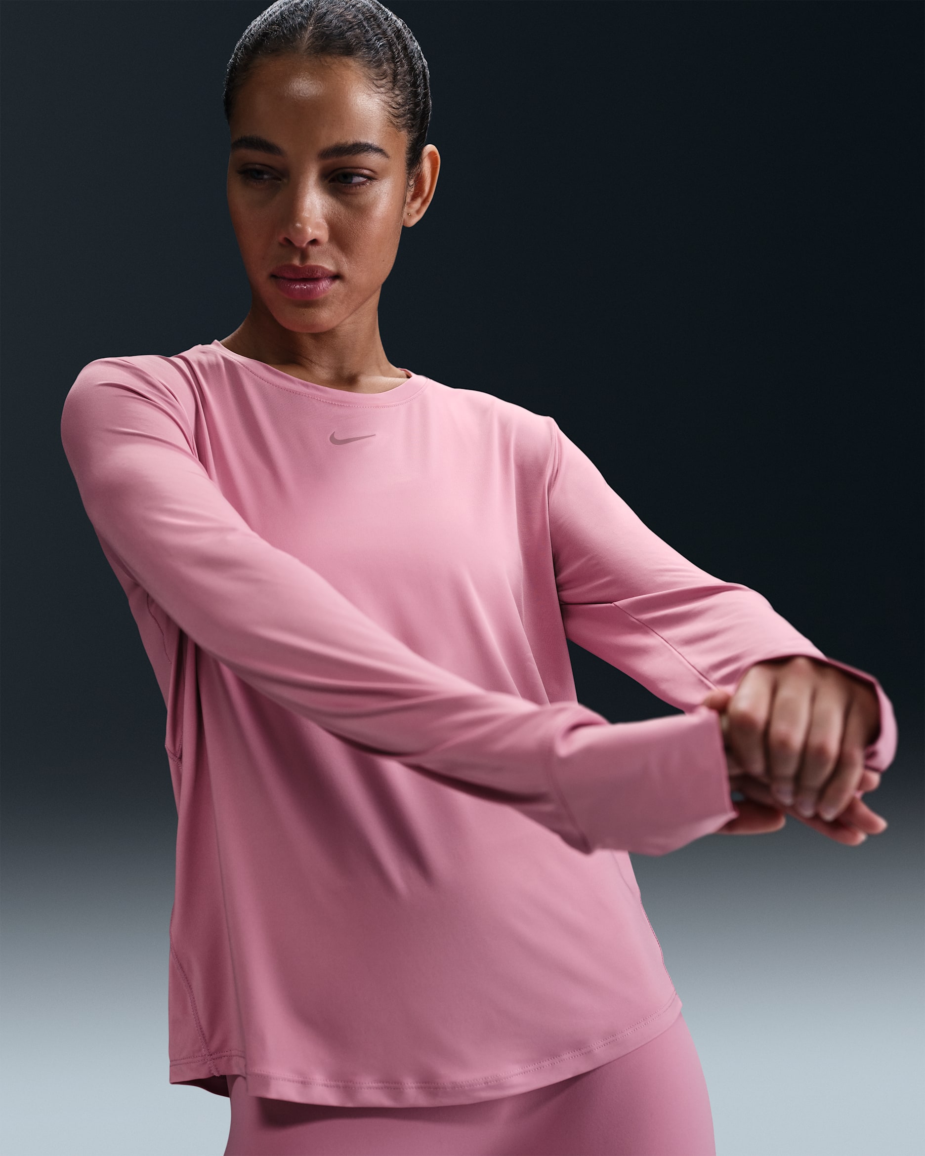 Playera de manga larga Dri-FIT para mujer Nike One Classic - Rosa elemental/Negro