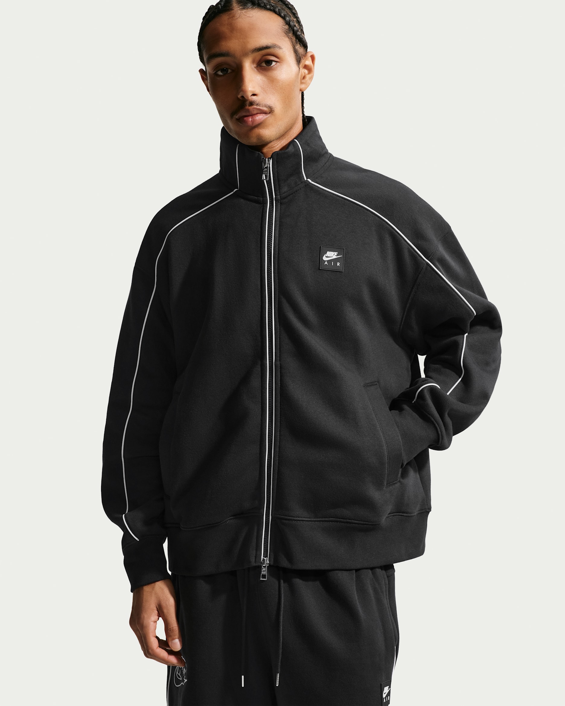 Nike Air Men's Fleece Track Jacket - Black/White/White