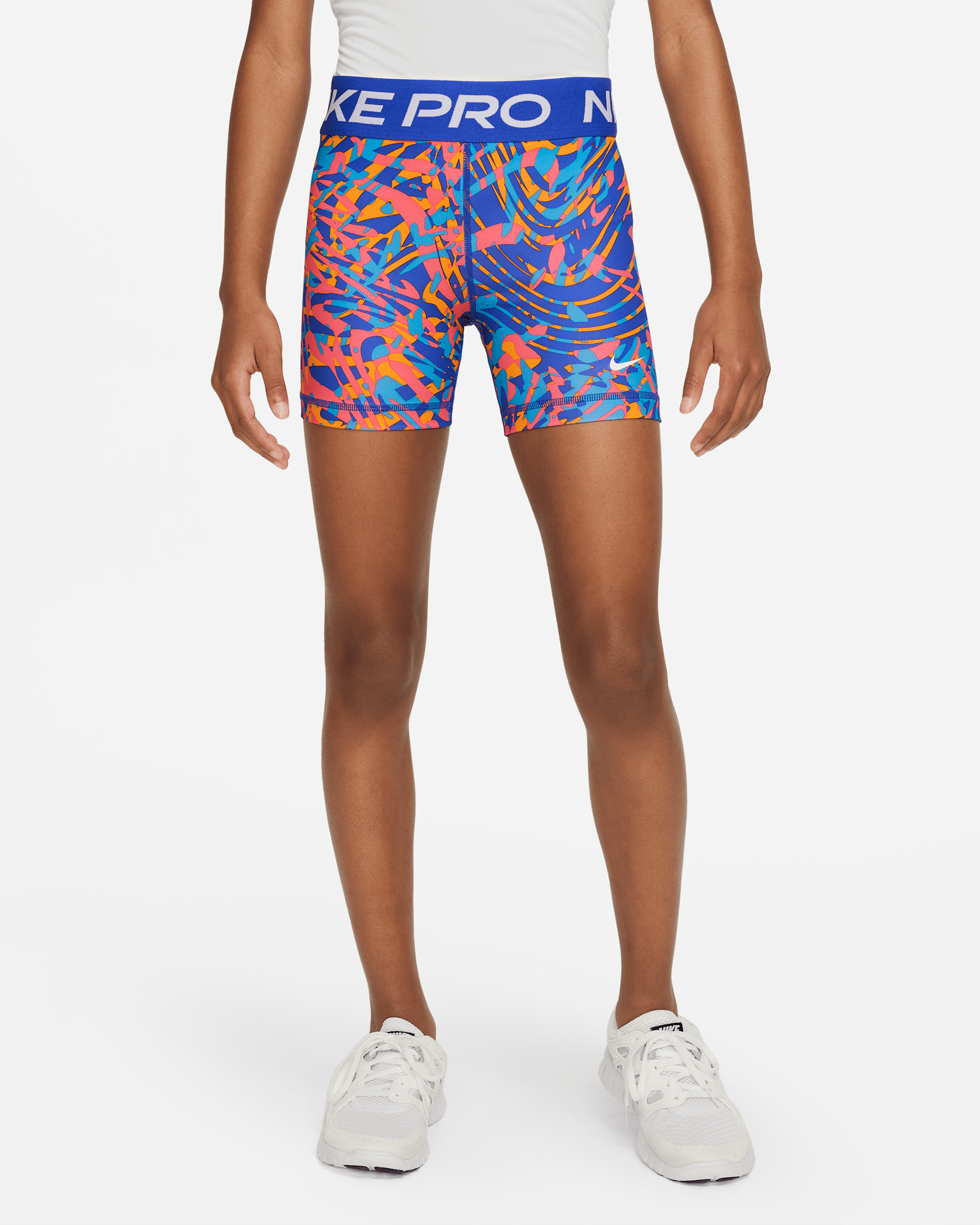 Nike Pro Older Kids' (Girls') Shorts - Hyper Royal/Hyper Royal/White