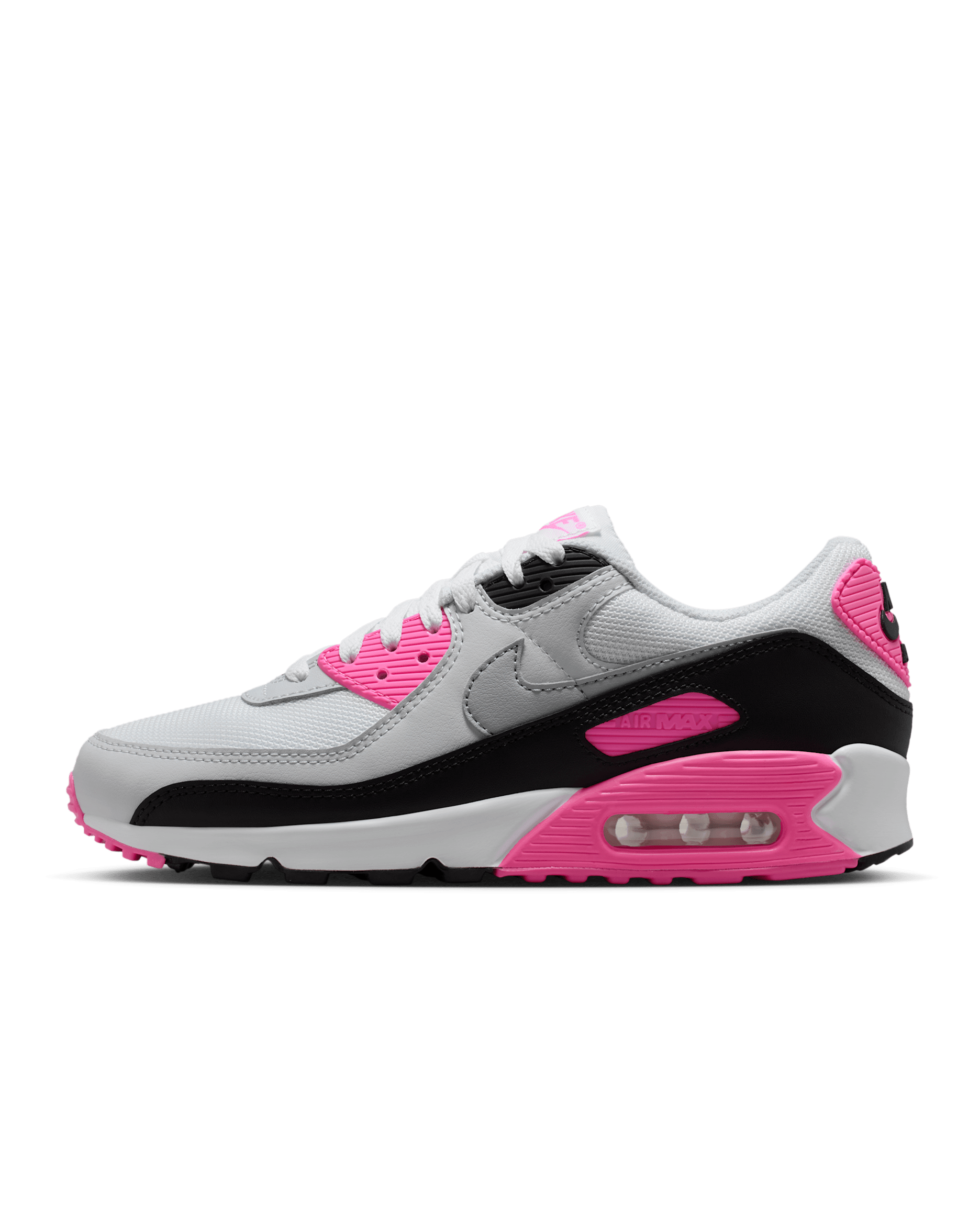 Nike Air Max 90 Women's Shoes - White/Pink Glow/Black/Wolf Grey