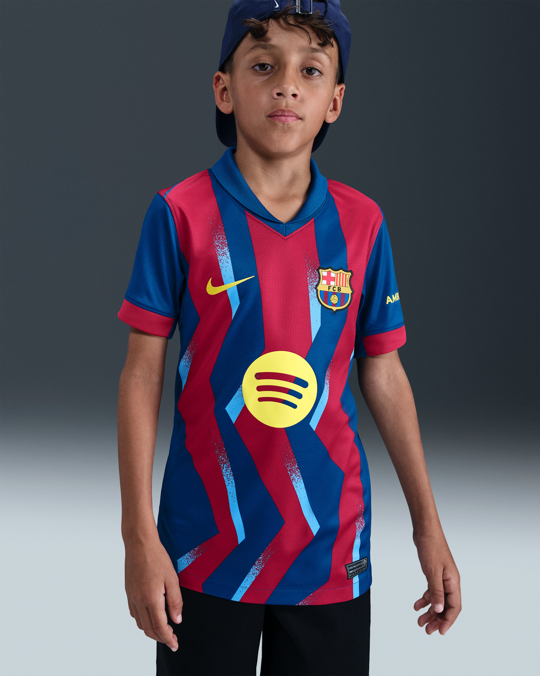 FC Barcelona 2025/26 Stadium Fourth Big Kids' Nike Dri-FIT Football Replica Shirt - Gym Blue/Gym Blue/Salsa Red/Opti Yellow