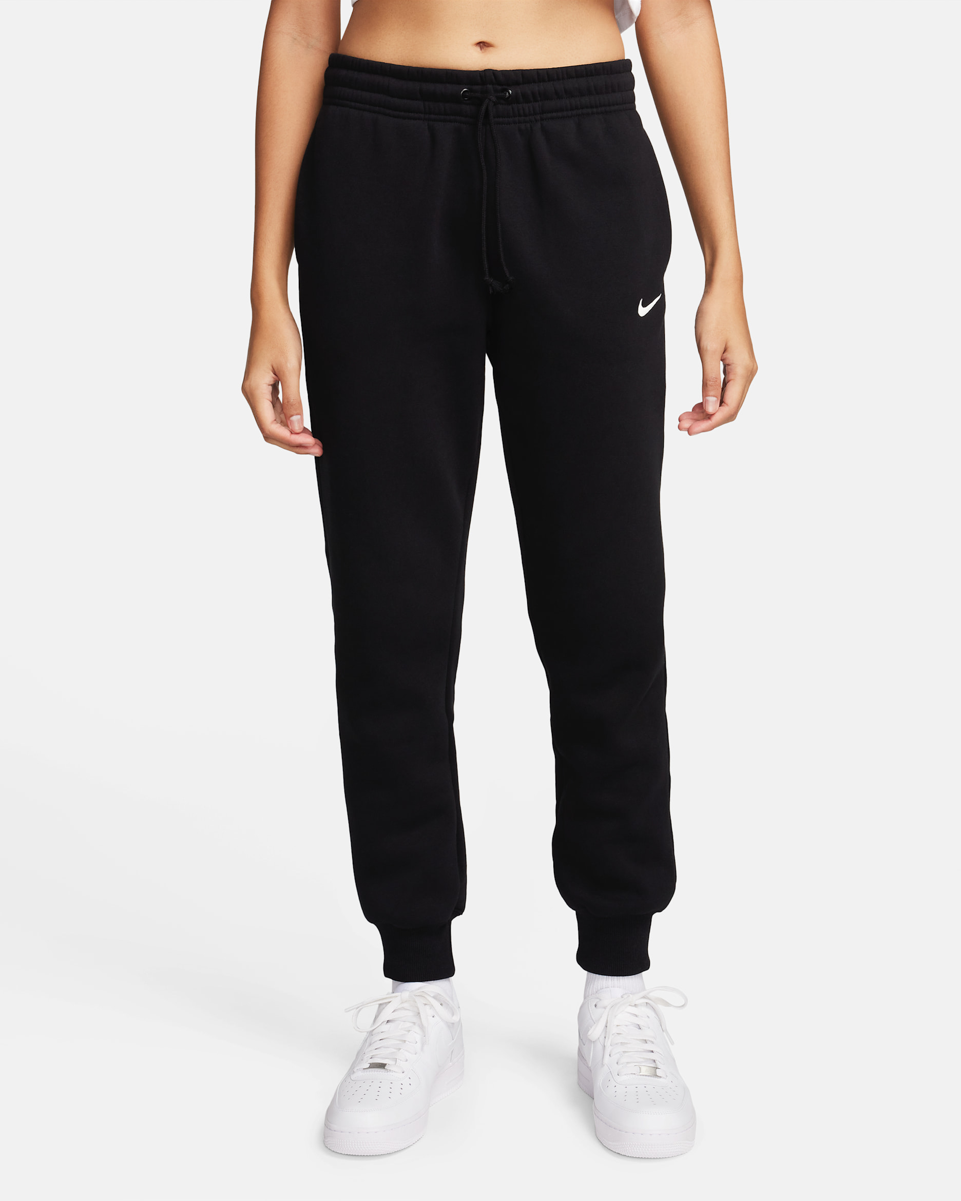 Nike Sportswear Phoenix Fleece Damen-Trainingshose mit mittelhohem Bund - Schwarz/Sail