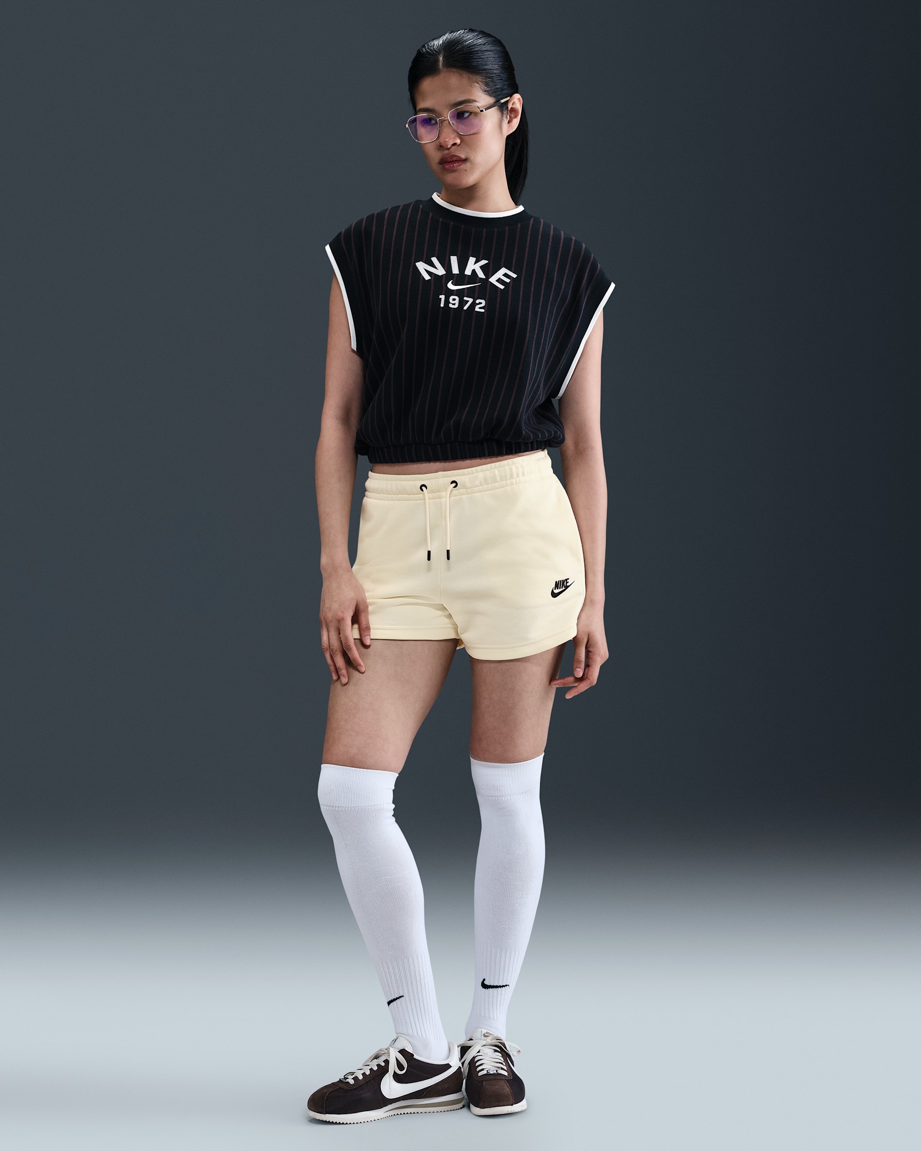 Nike Sportswear Essential Women's French Terry Shorts - Coconut Milk/Black