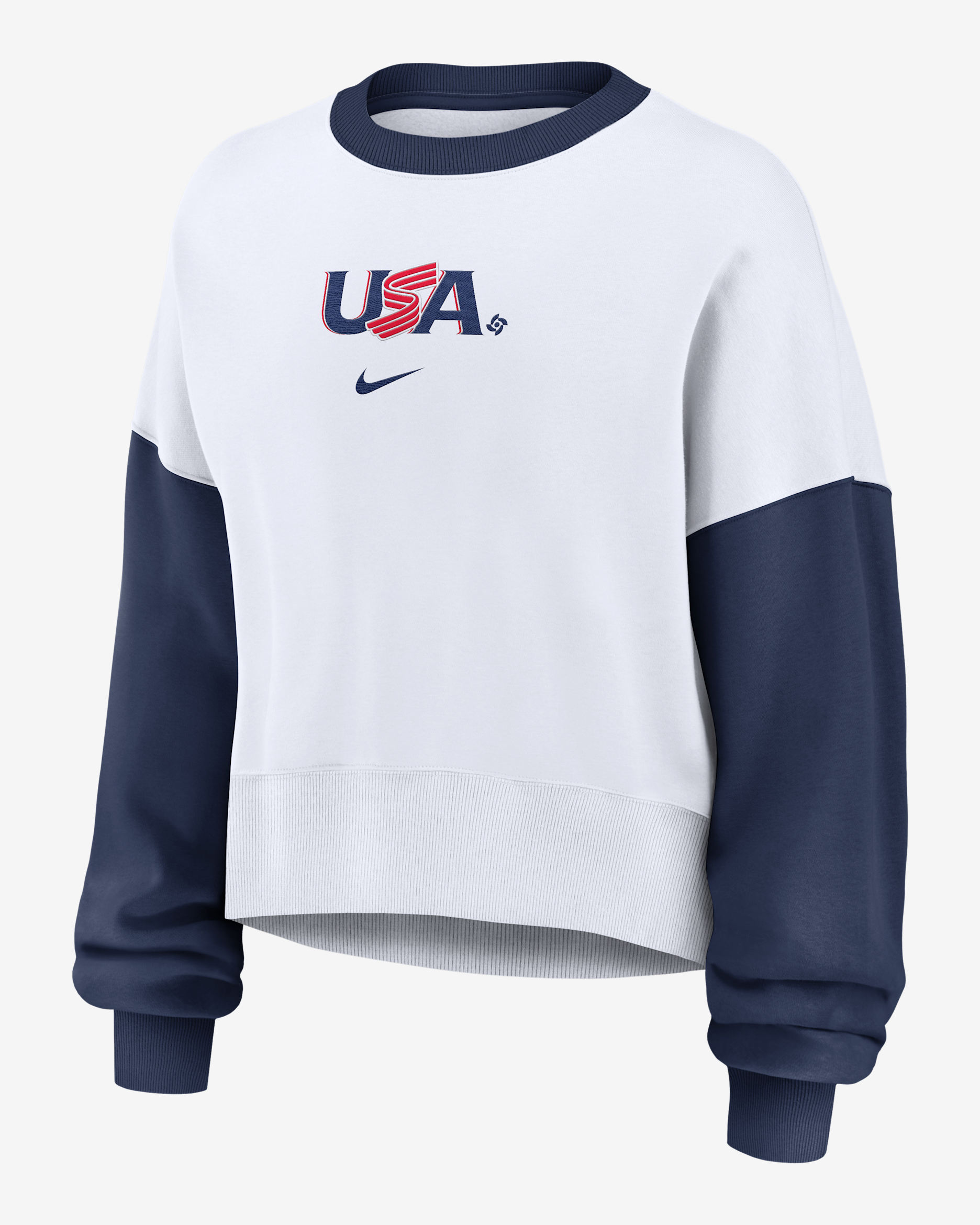 USA Baseball 2026 World Baseball Classic Women's Nike Pullover Crew - White/Navy
