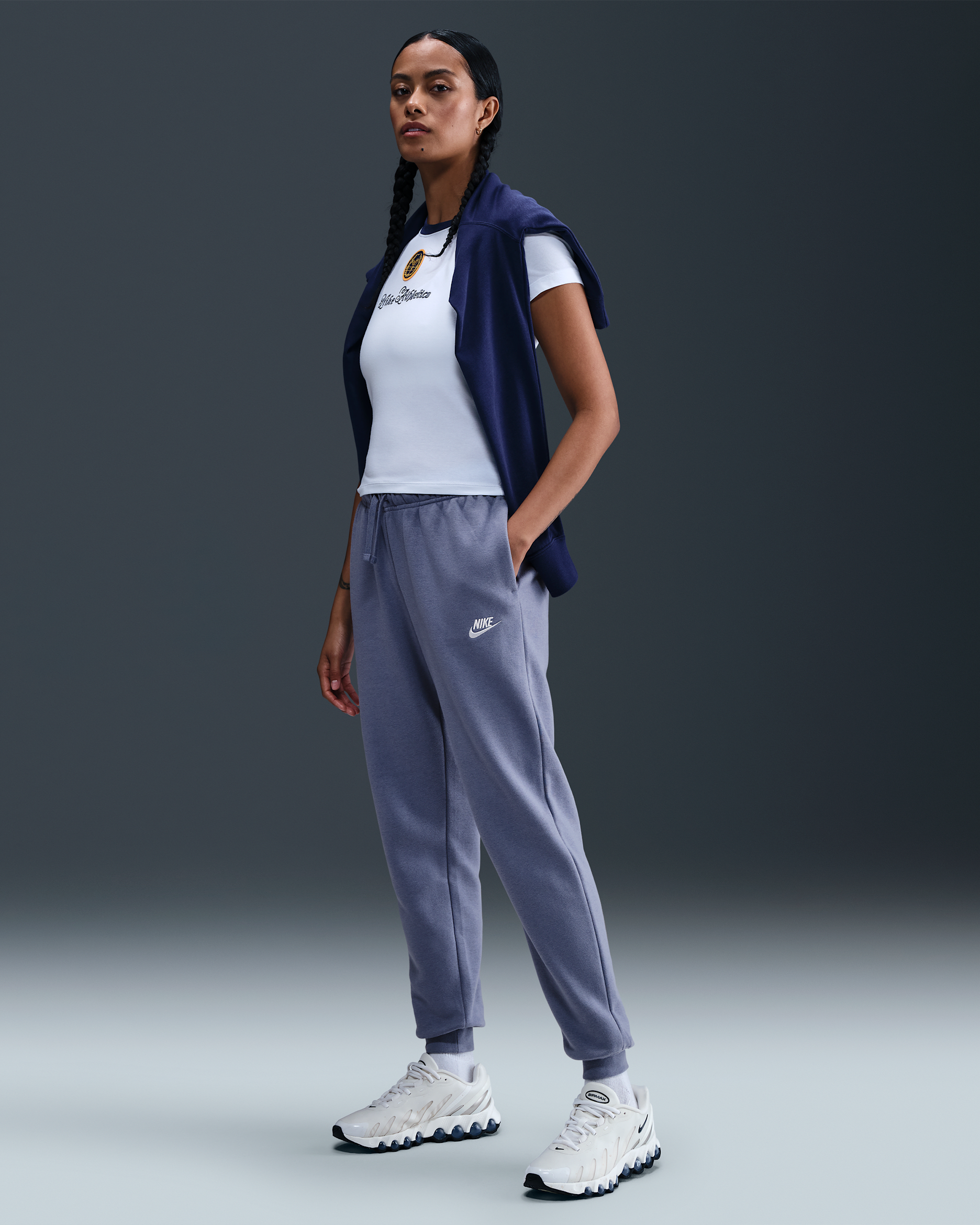 Nike Sportswear Club Fleece Women's Mid-Rise Joggers - World Indigo/White