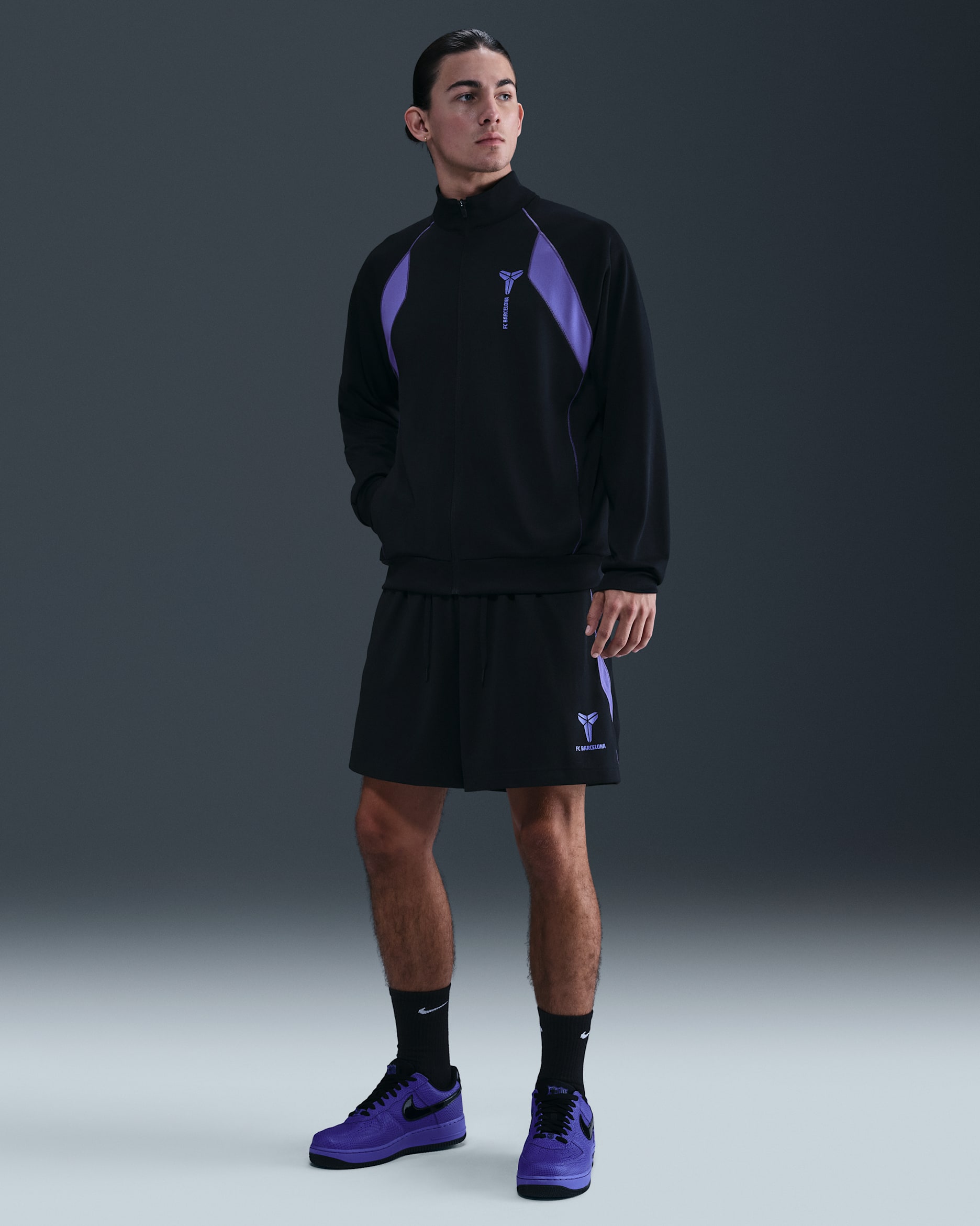 FC Barcelona Away Kobe Dri-FIT Soccer 6" Shorts - Black/Persian Violet/Black