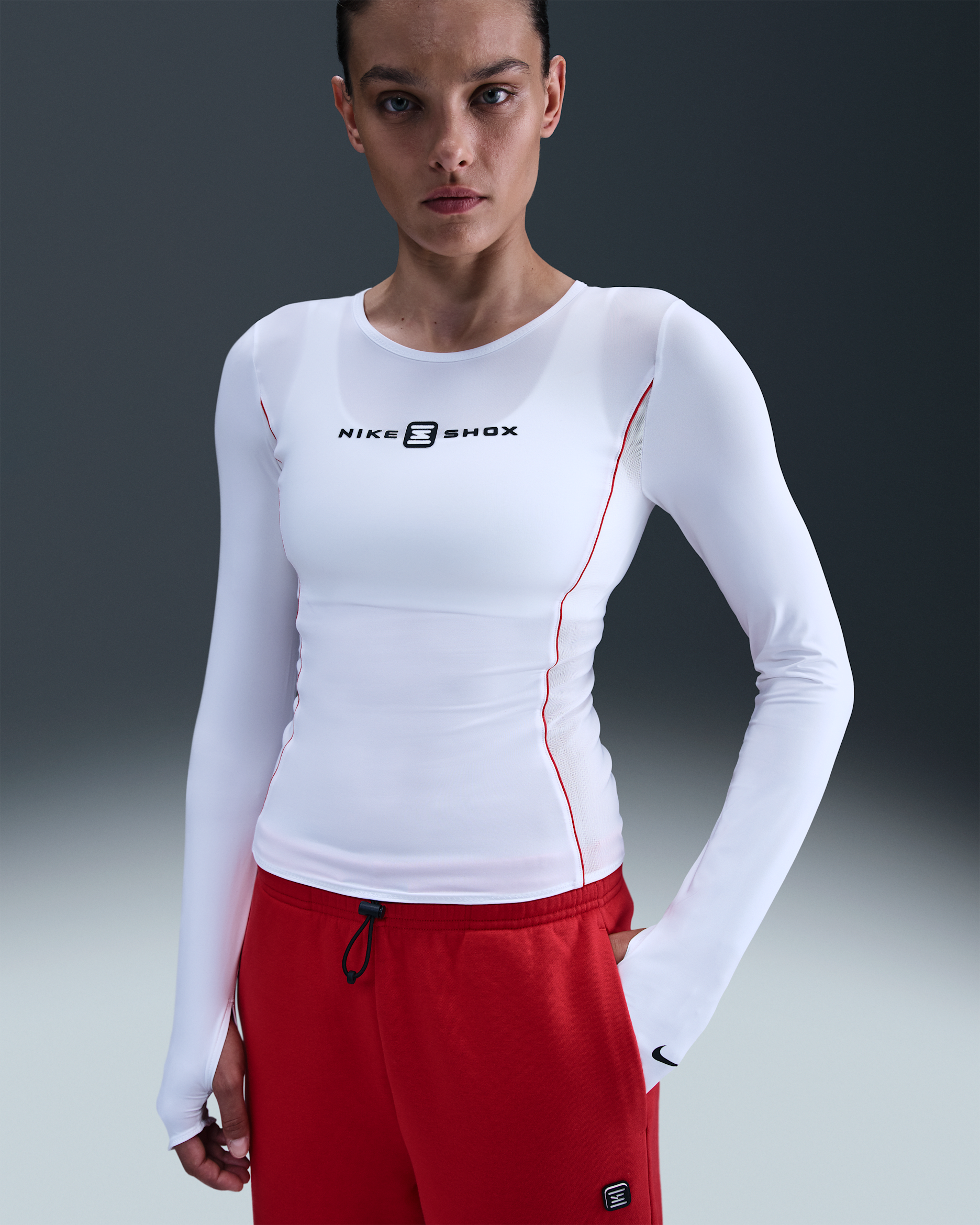 Haut à manches longues Nike Sportswear Shox pour femme - Blanc/Blanc