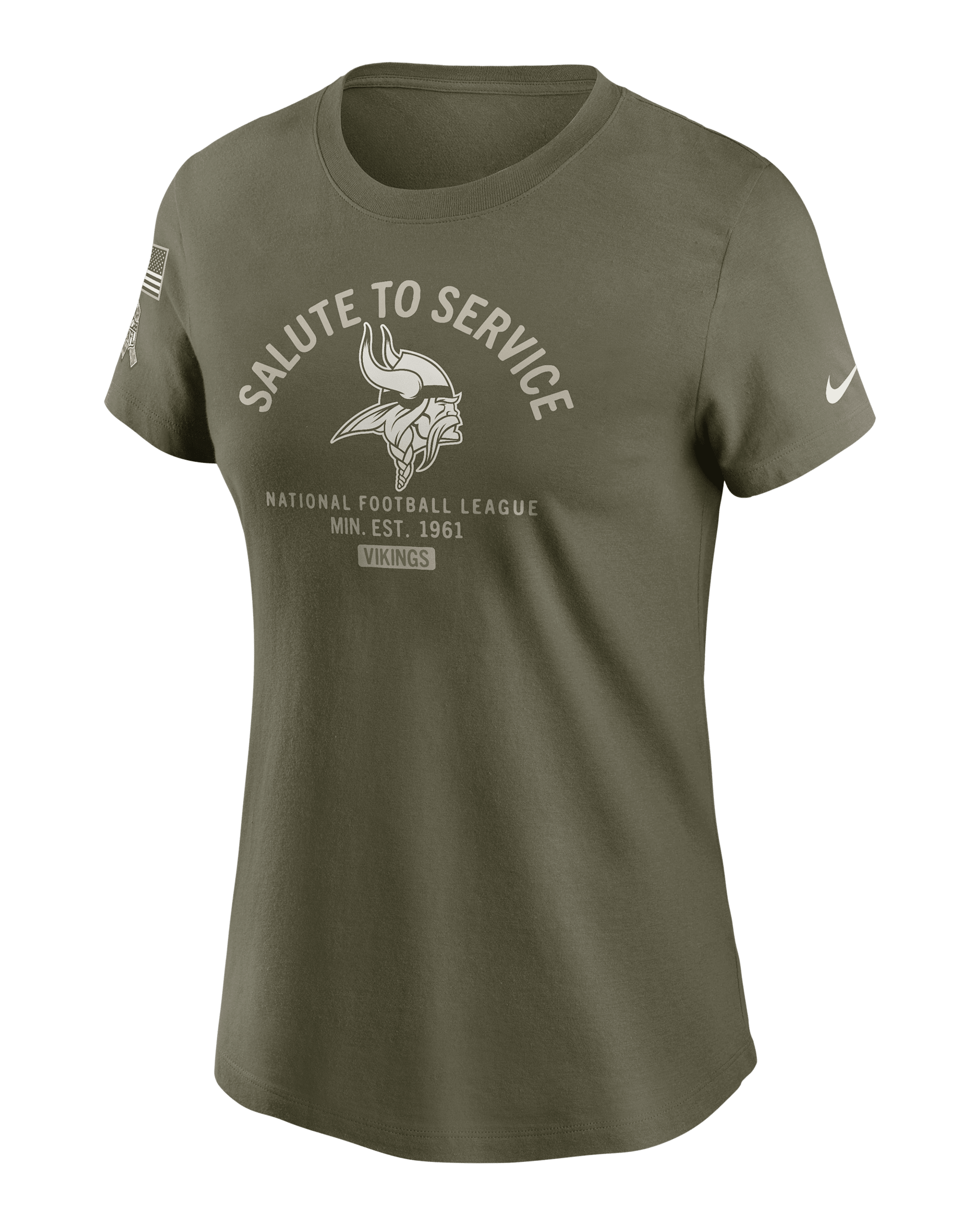 Playera Nike de la NFL para mujer Minnesota Vikings Salute to Service Sideline - Oliva