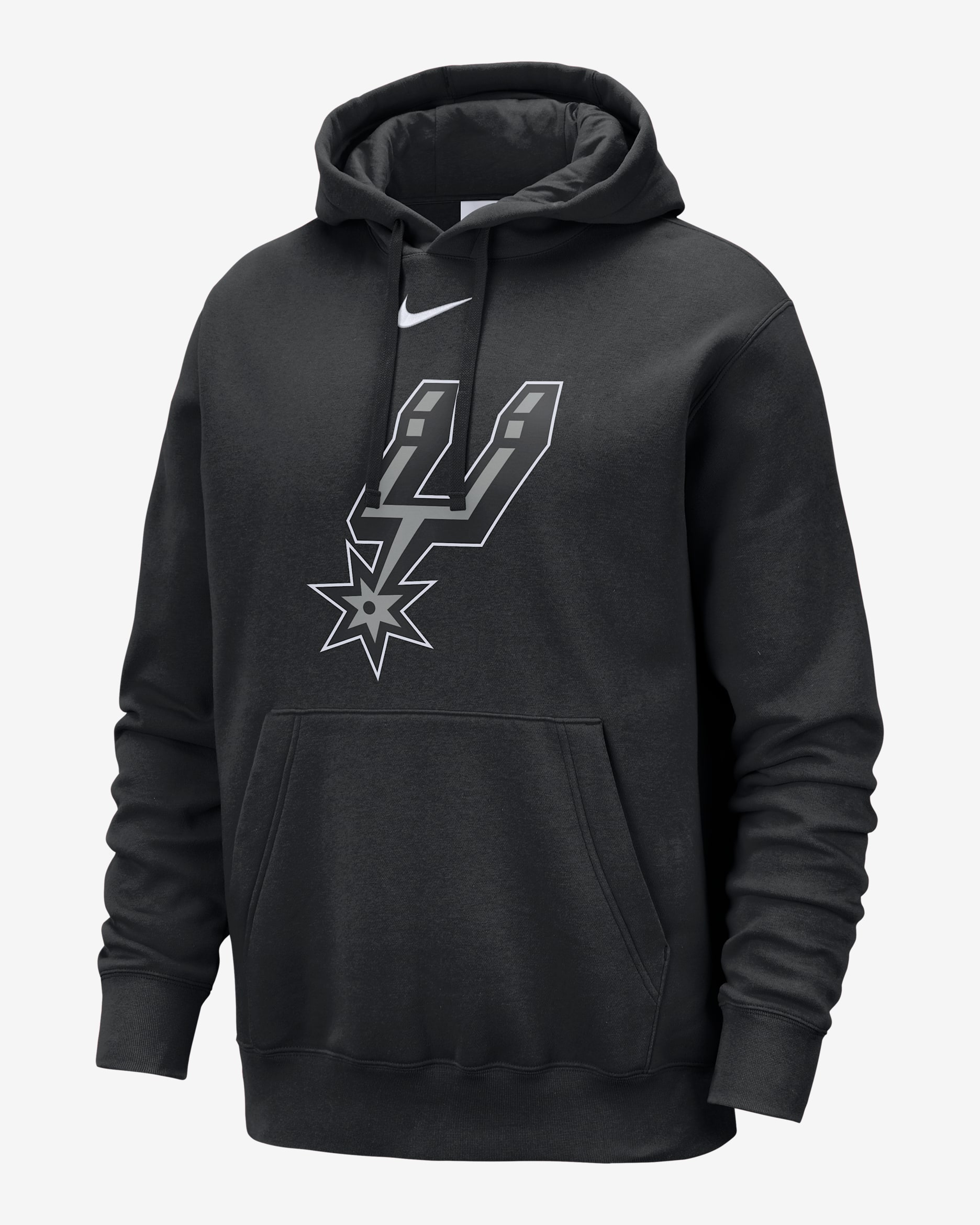 San Antonio Spurs Club Nike NBA-s belebújós, kapucnis férfipulóver - Fekete/Fehér