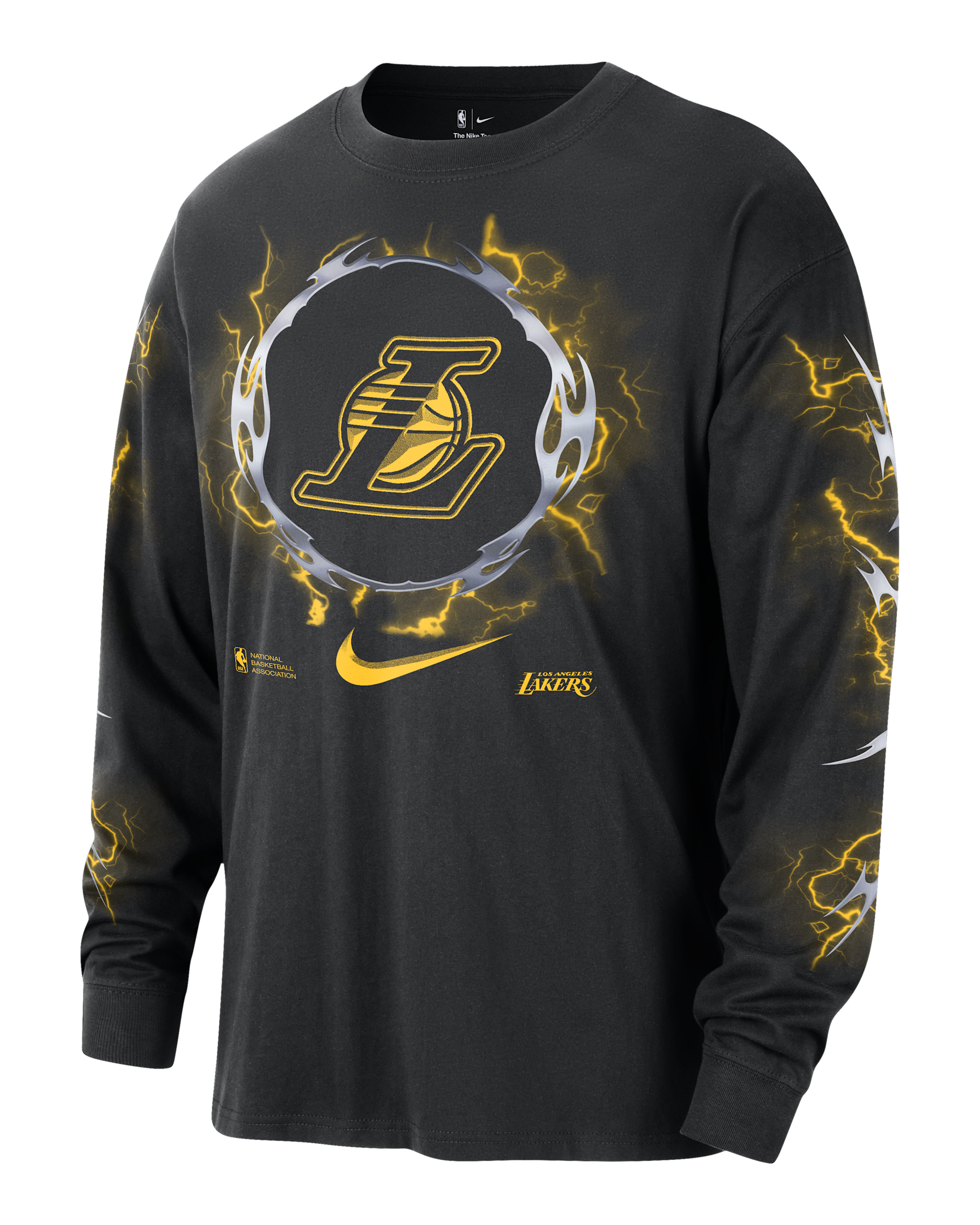 Playera de manga larga Nike de la NBA para hombre Los Angeles Lakers Courtside - Negro