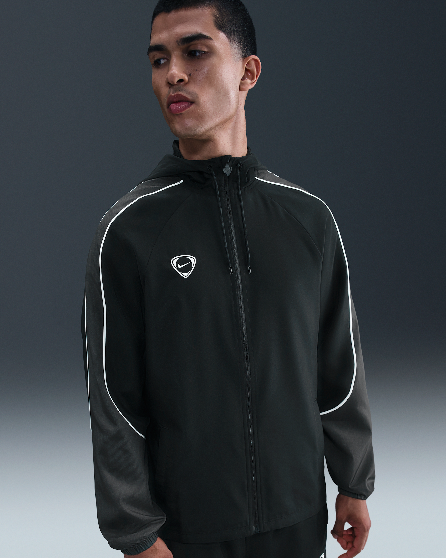 Nike Academy+ Men's Repel Football Woven Jacket - Black/Anthracite/White/White