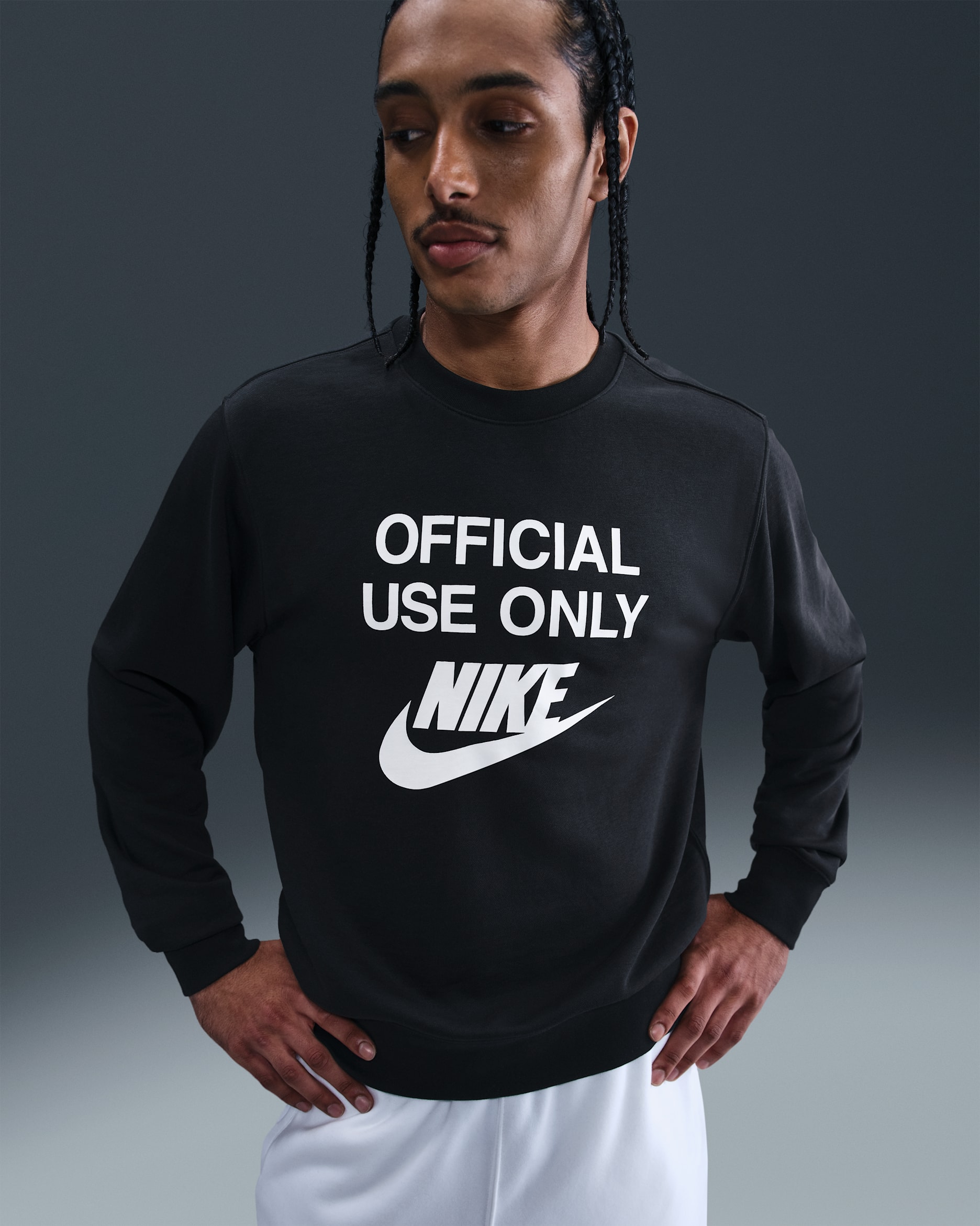 Sudadera de cuello redondo de French Terry para hombre Nike Club - Negro/Blanco