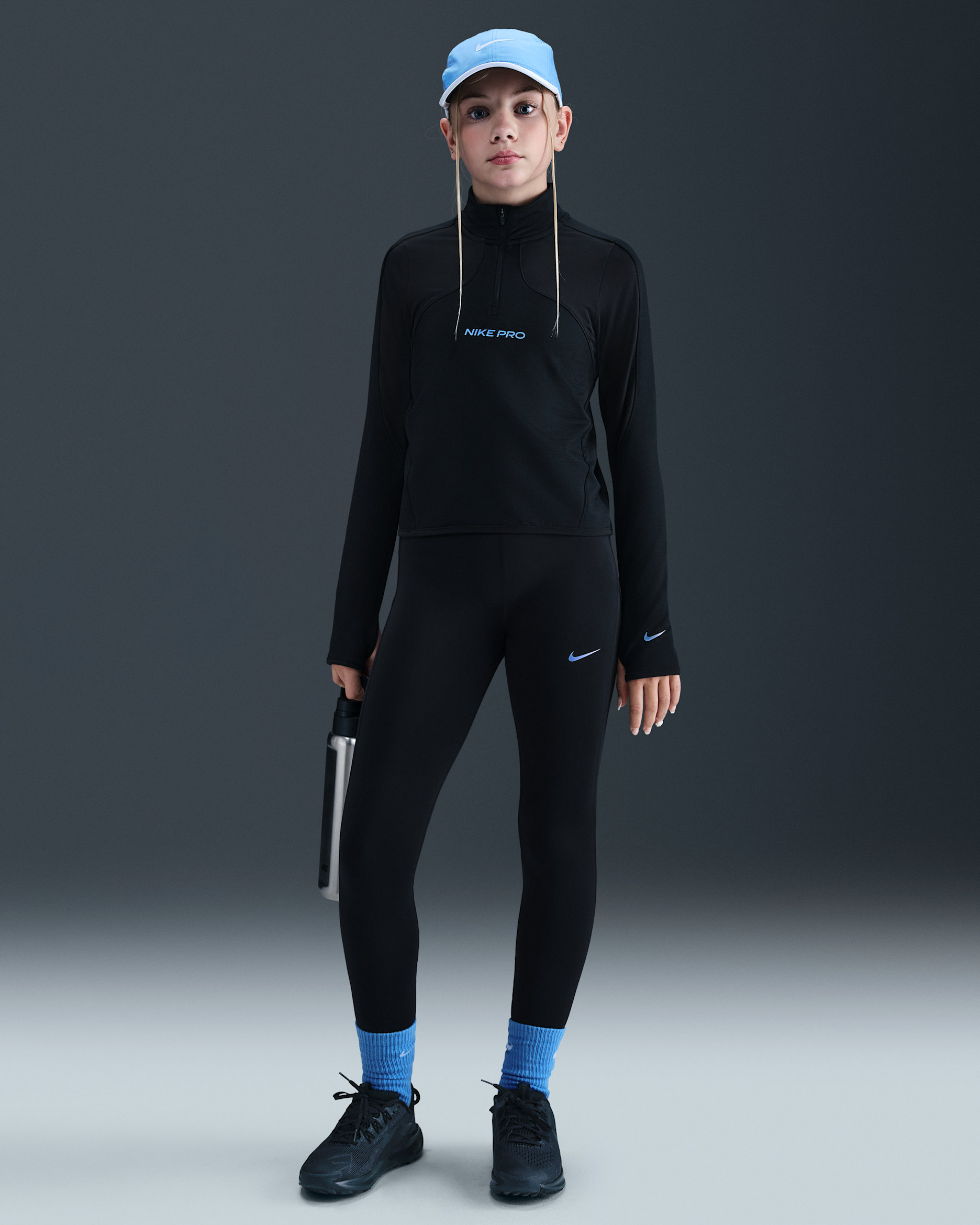 Nike Pro Older Kids' (Girls') Dri-FIT Leggings with Shine Accents - Black