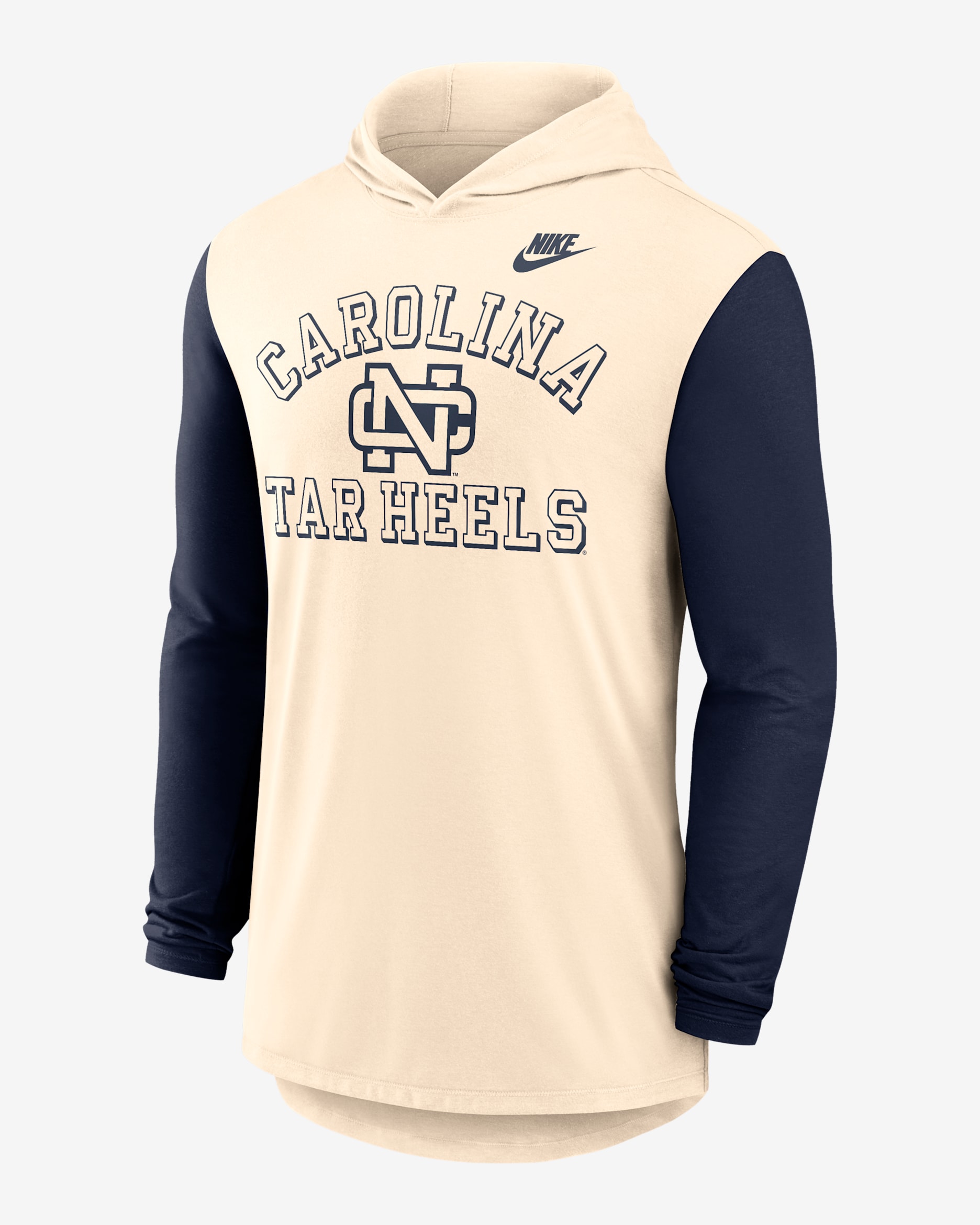 North Carolina Legacy Men's Nike Dri-FIT College Long-Sleeve Hooded T-Shirt - Natural