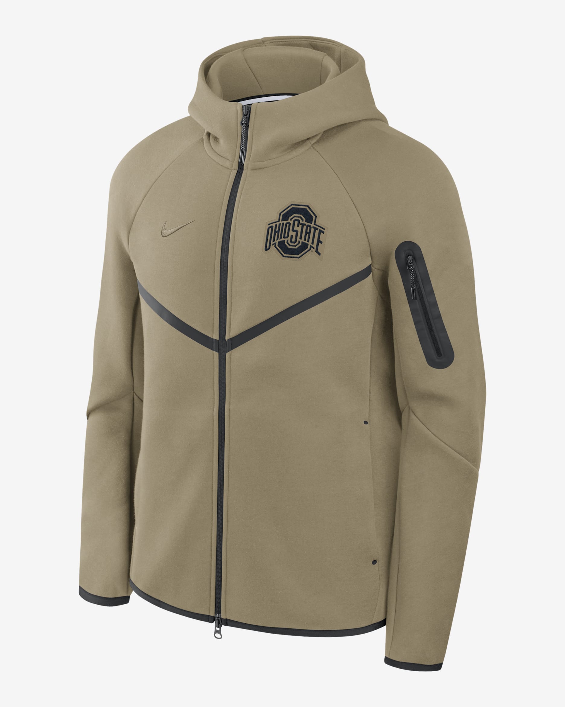 Ohio State Tech Fleece Windrunner Men's Nike College Full-Zip Hooded Jacket - Olive
