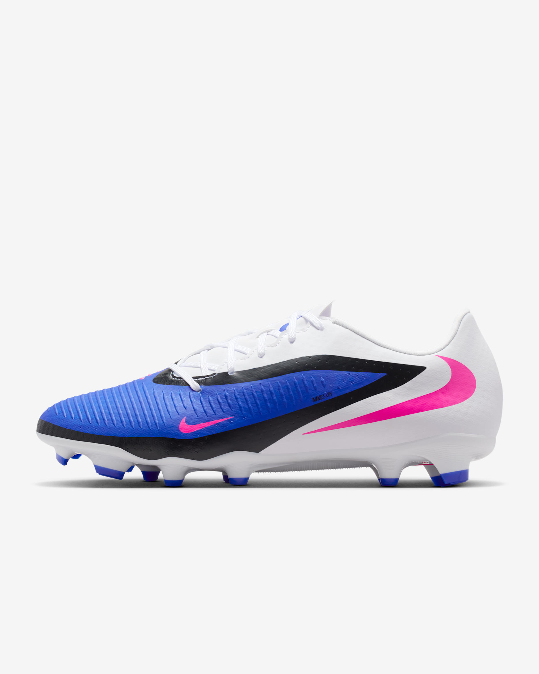 Tacos de fútbol para terrenos múltiples Nike Phantom 6 Low Academy - Azul carrera/Blanco/Avalancha rosa