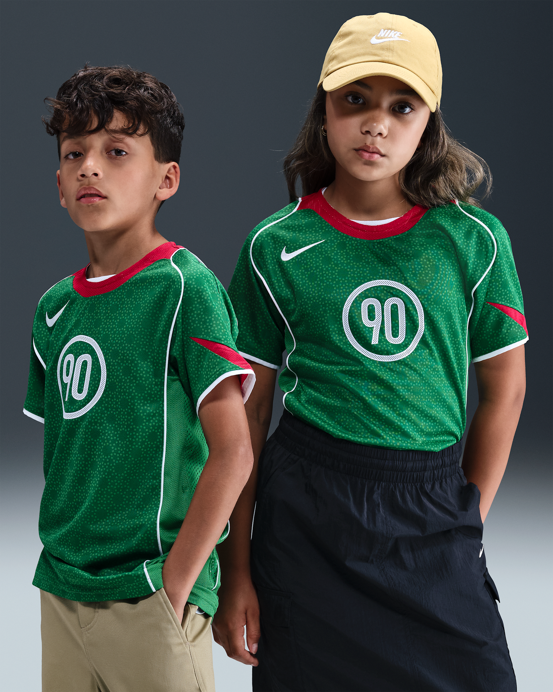 Maillot de foot Dri-FIT Nike Total 90 pour ado - Classic Green/Sport Red/Blanc/Blanc