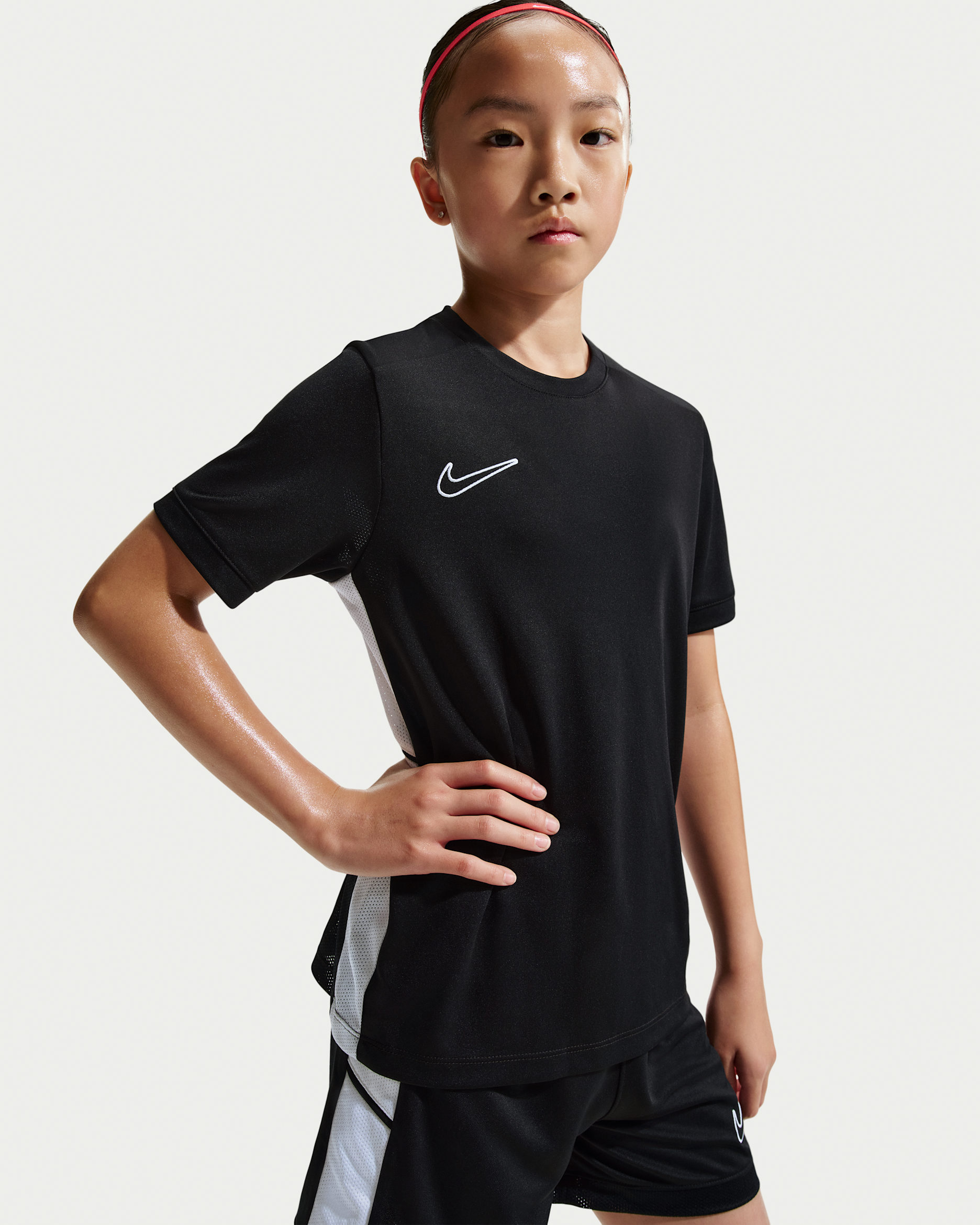 Nike Academy Dri-FIT-fodboldtrøje til større børn (piger) - sort/hvid/sort/hvid