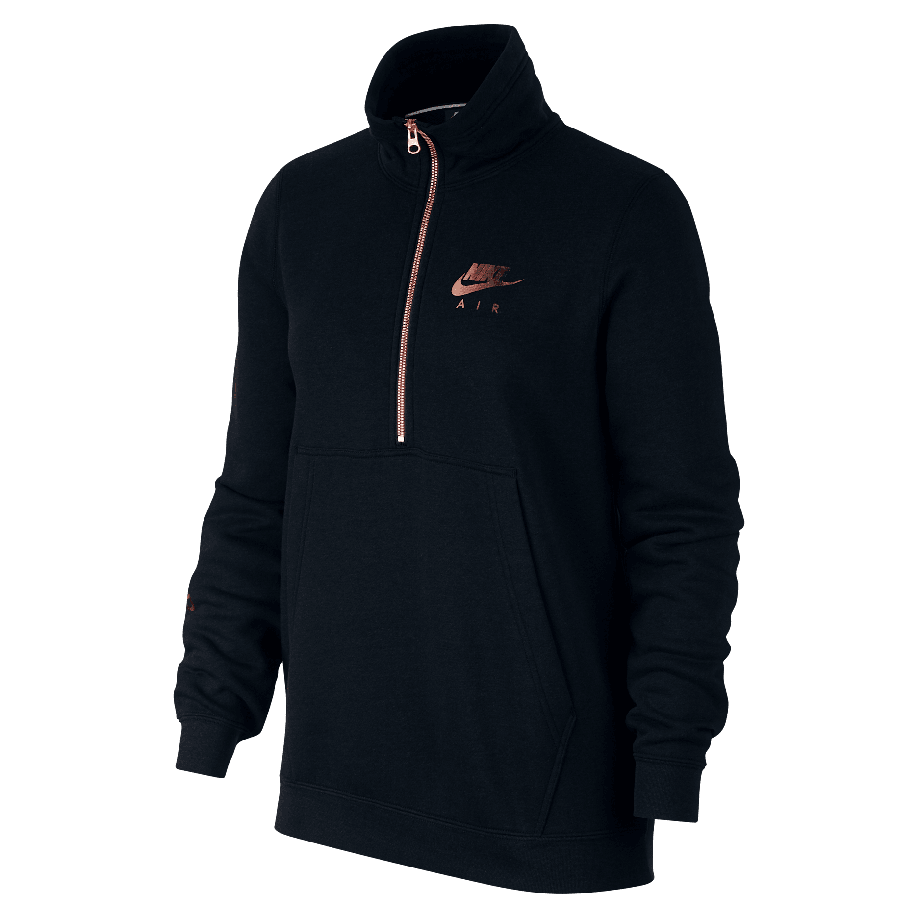 Nike Air Fleece-Oberteil mit Halbreißverschluss für Damen - Schwarz/Rose Gold