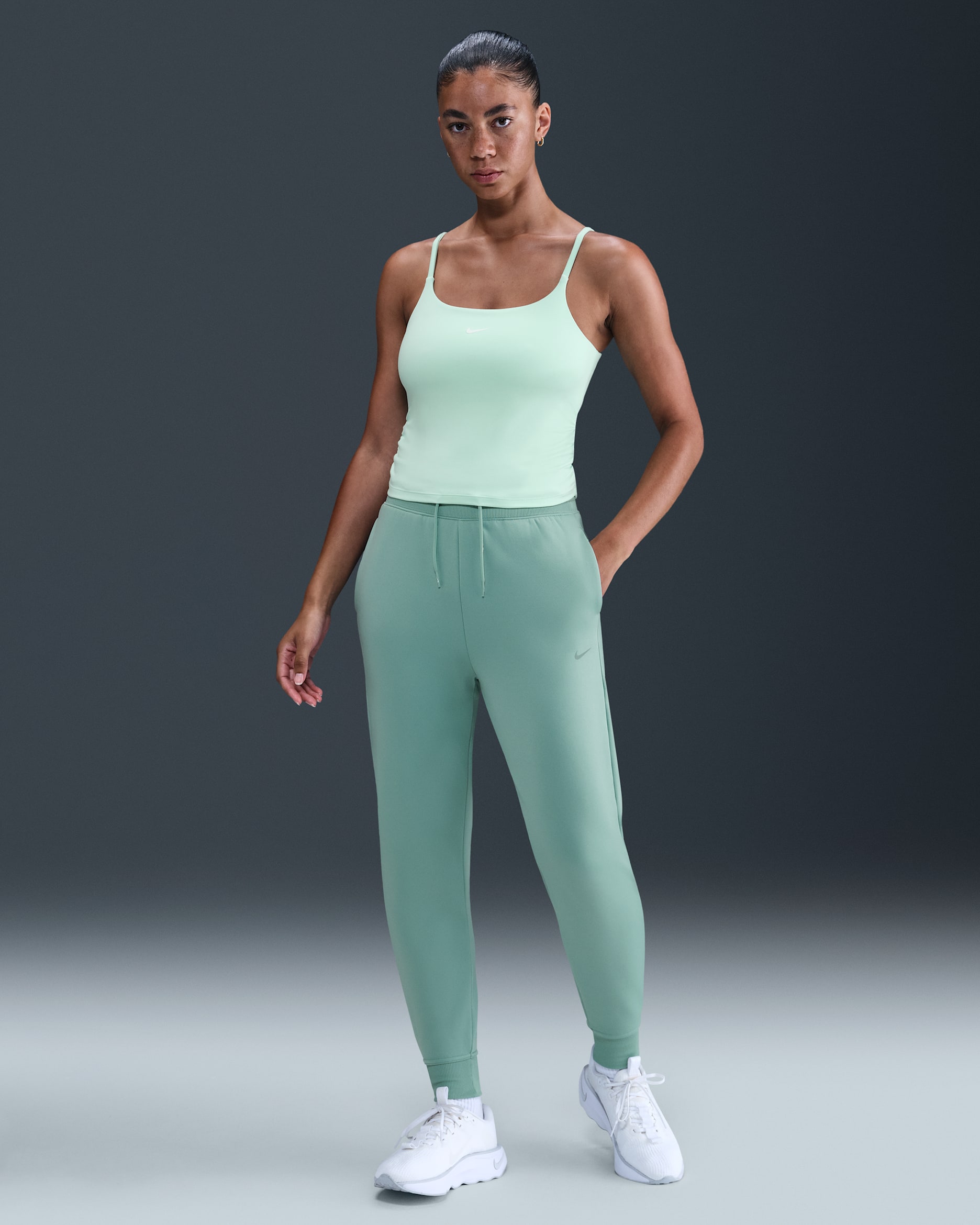 Joggers de tiro alto de 7/8 para mujer Nike Therma-FIT One - Cañón/Blanco