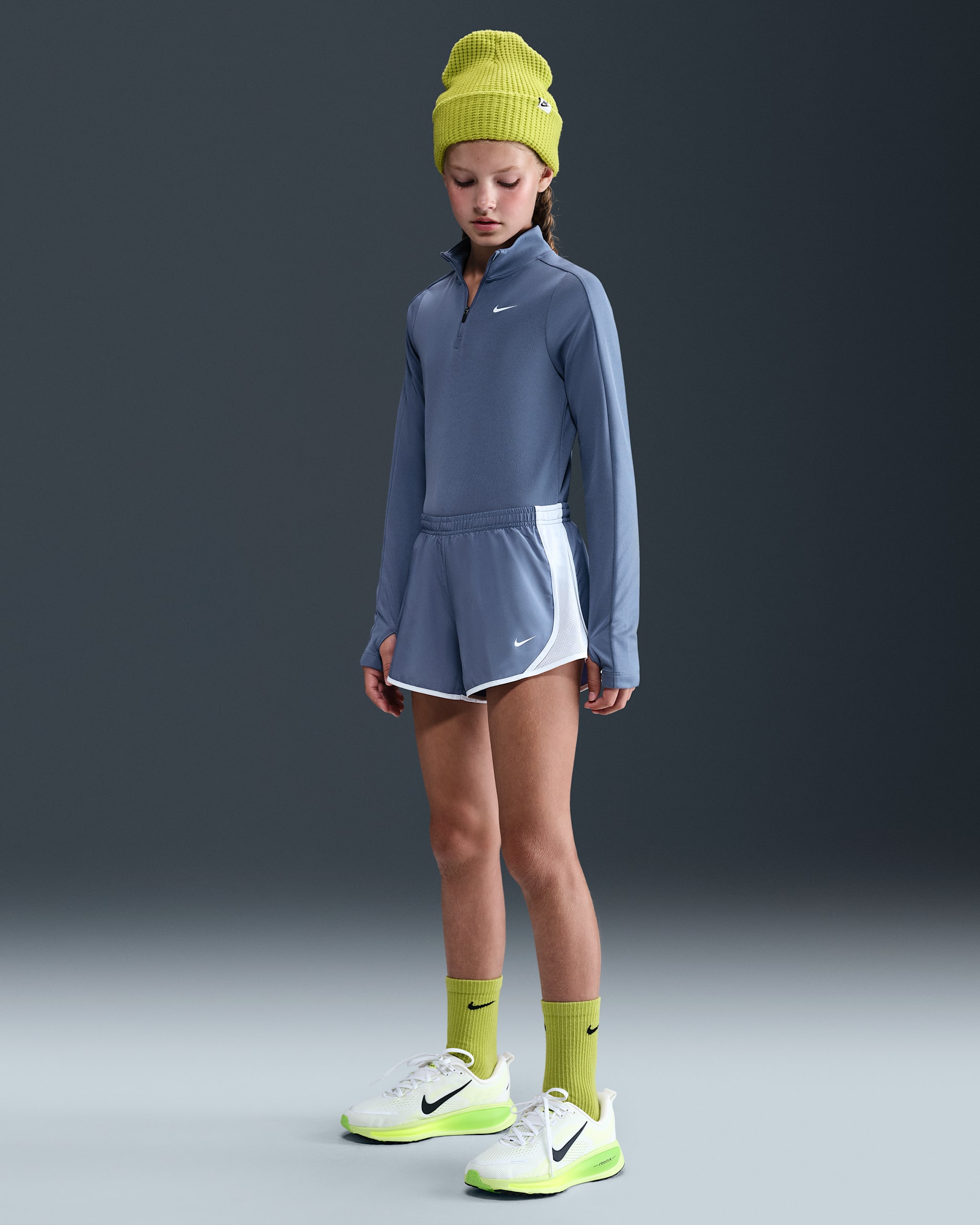 Nike Tempo Big Kids' (Girls') Dri-FIT Running Shorts - World Indigo/White/White/White