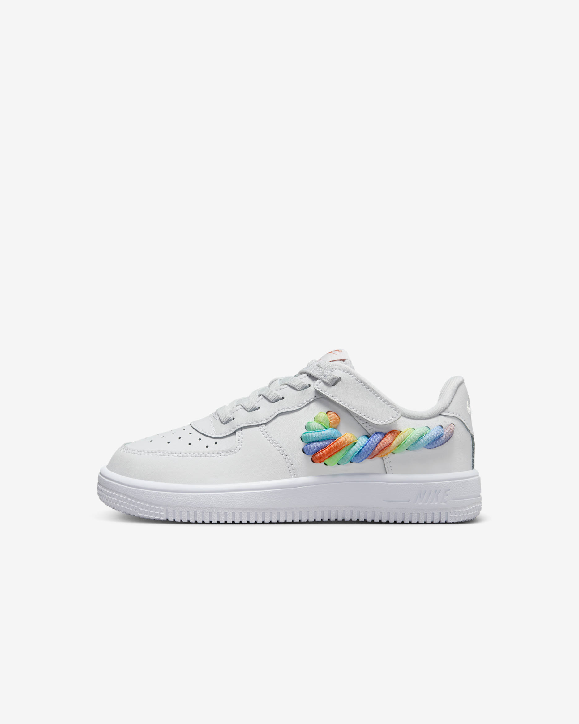 Nike Force 1 Low LV8 EasyOn Younger Kids' Shoes - White/Terra Blush/Vapour Green/Multi-Colour