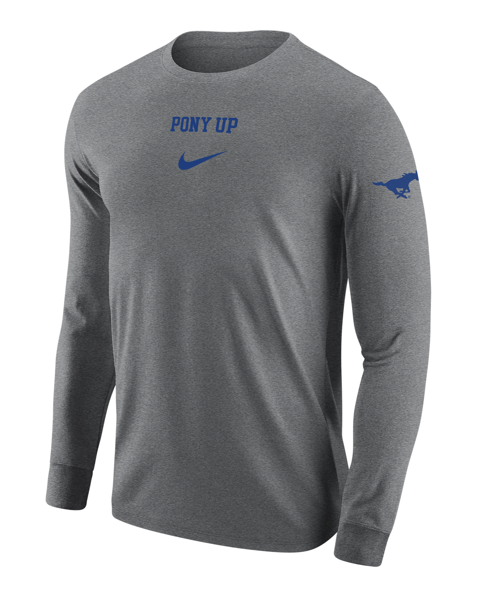 SMU Men's Nike College Long-Sleeve T-Shirt - Dark Grey Heather
