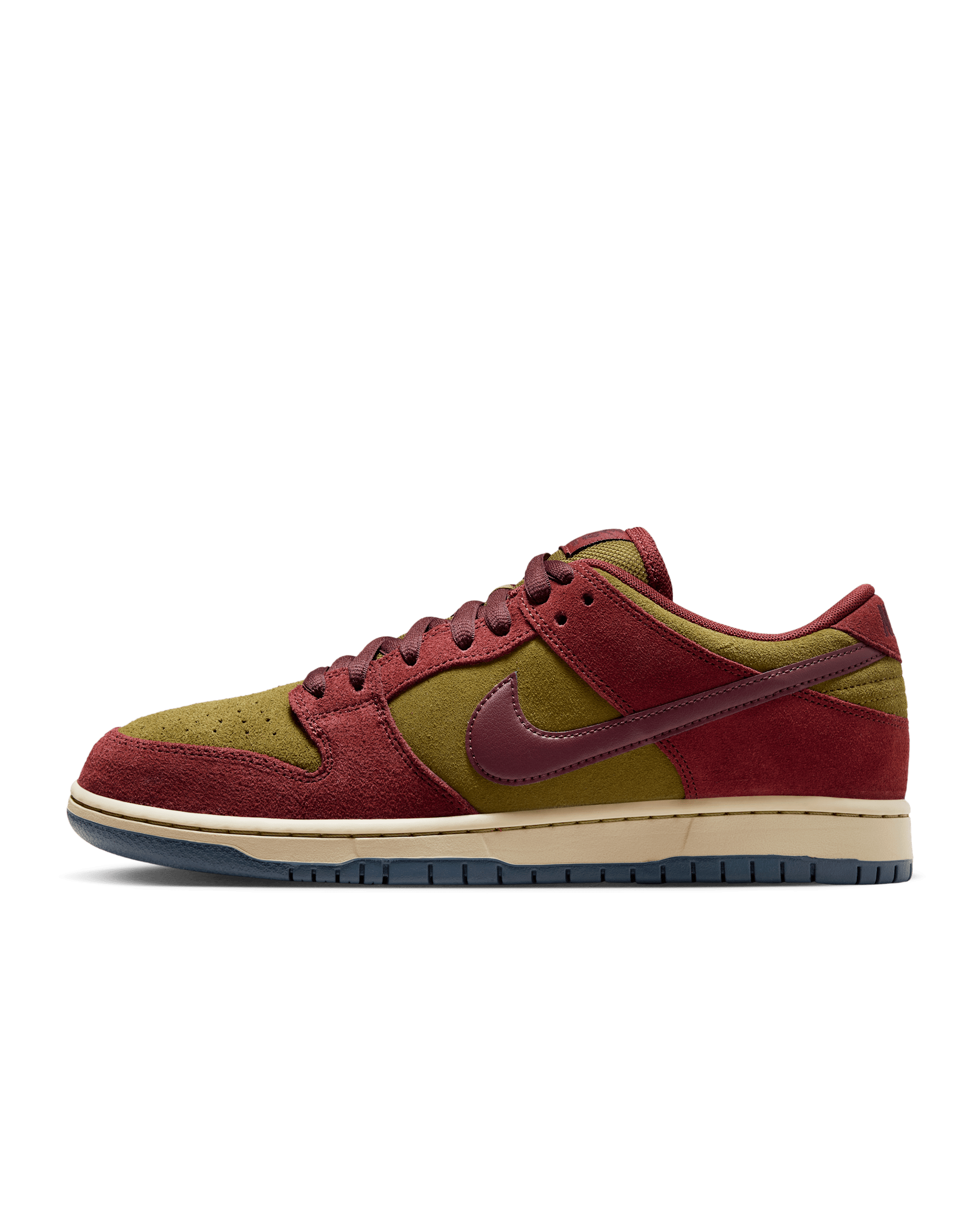 Nike SB Dunk Low Pro Skate Shoes - Dark Team Red/Olive Flak/Parachute Beige/Burgundy Crush