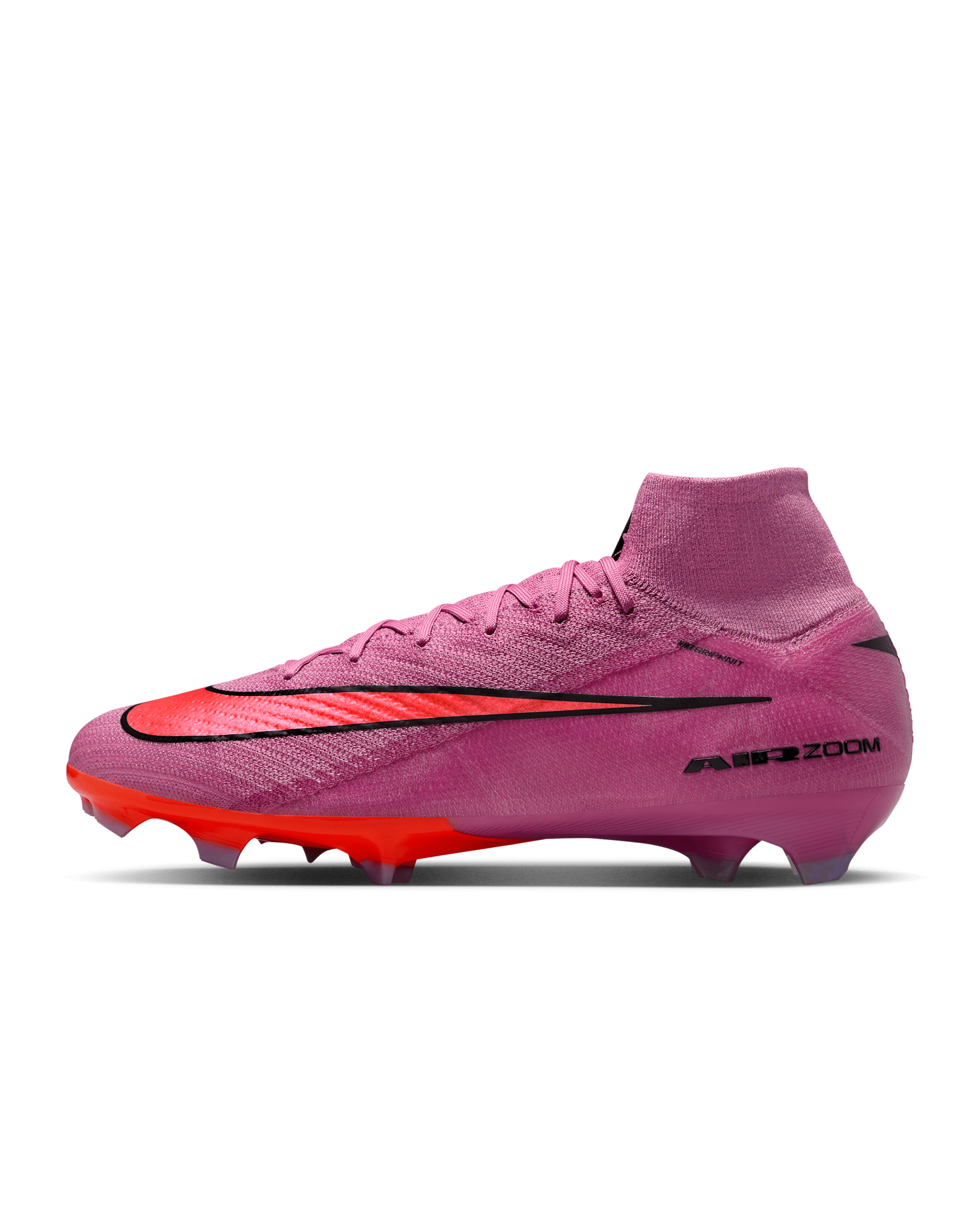 Tacos de fútbol para terreno firme de corte high Nike Mercurial Superfly 10 Elite - Flamenco mágico/Carmesí total/Negro