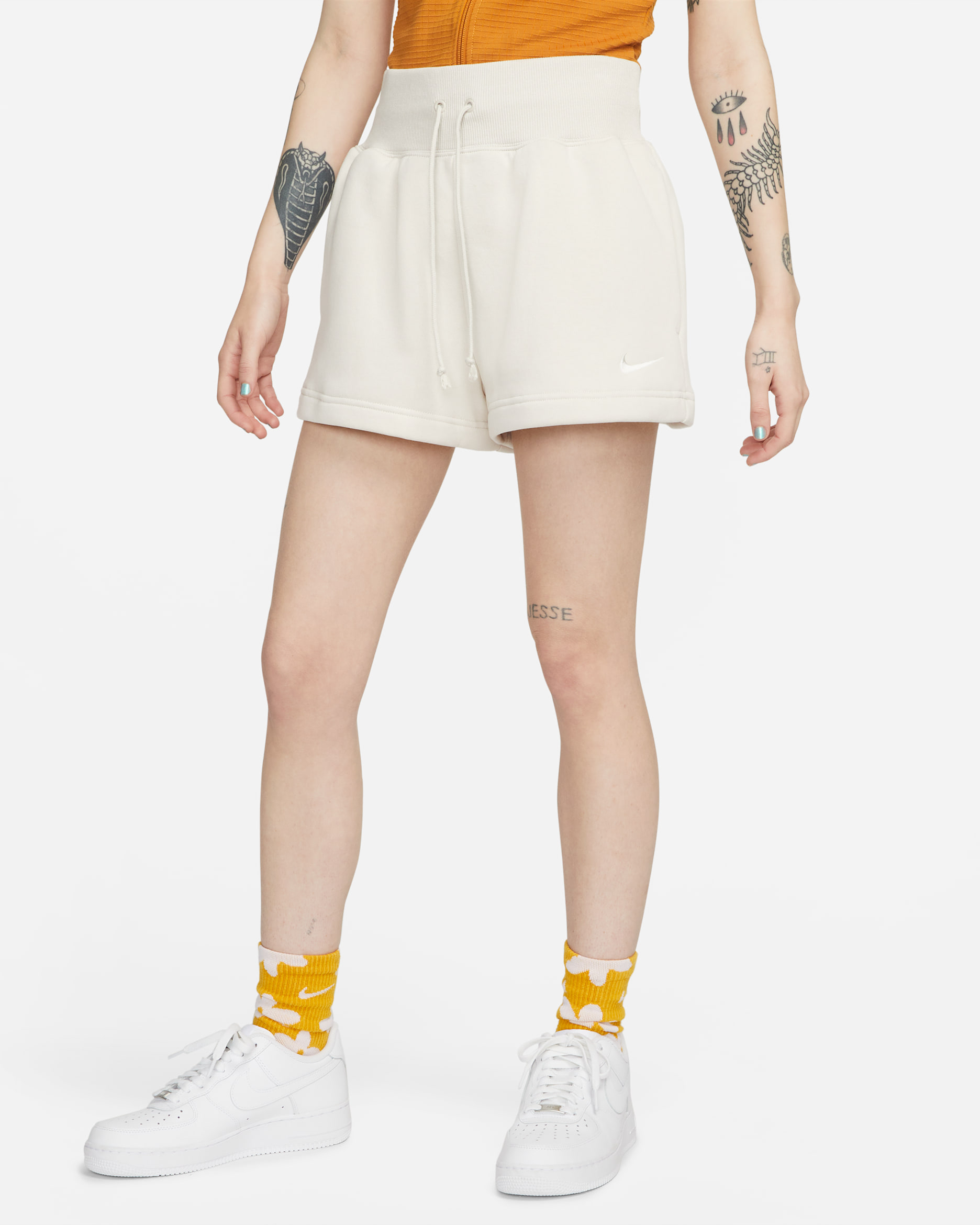 Nike Sportswear Phoenix Fleece Women's High-Waisted Shorts - Light Orewood Brown/Sail