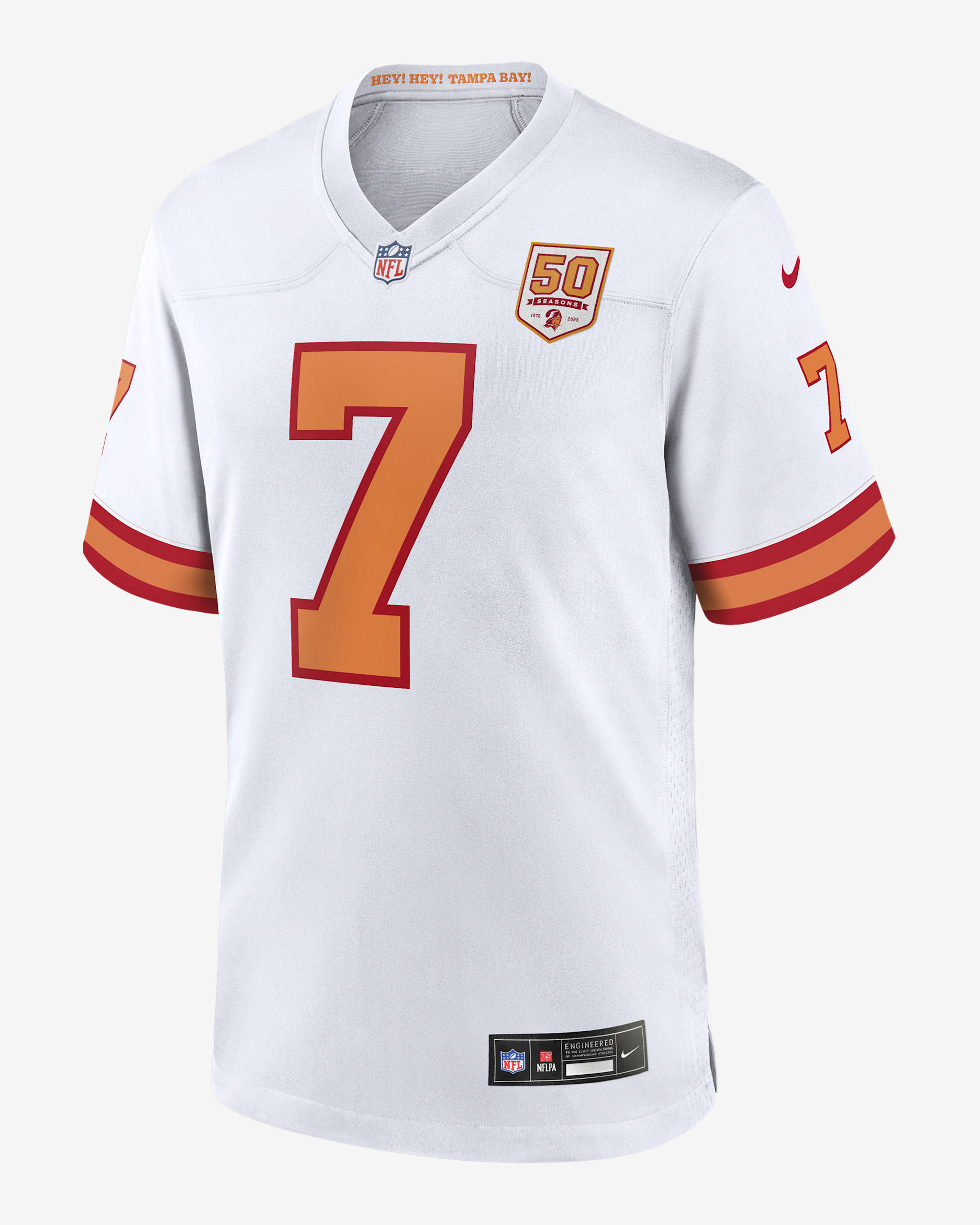 Jersey de juego Nike de la NFL para hombre de Bucky Irving de los Tampa Bay Buccaneers de la 50.ª temporada - Blanco