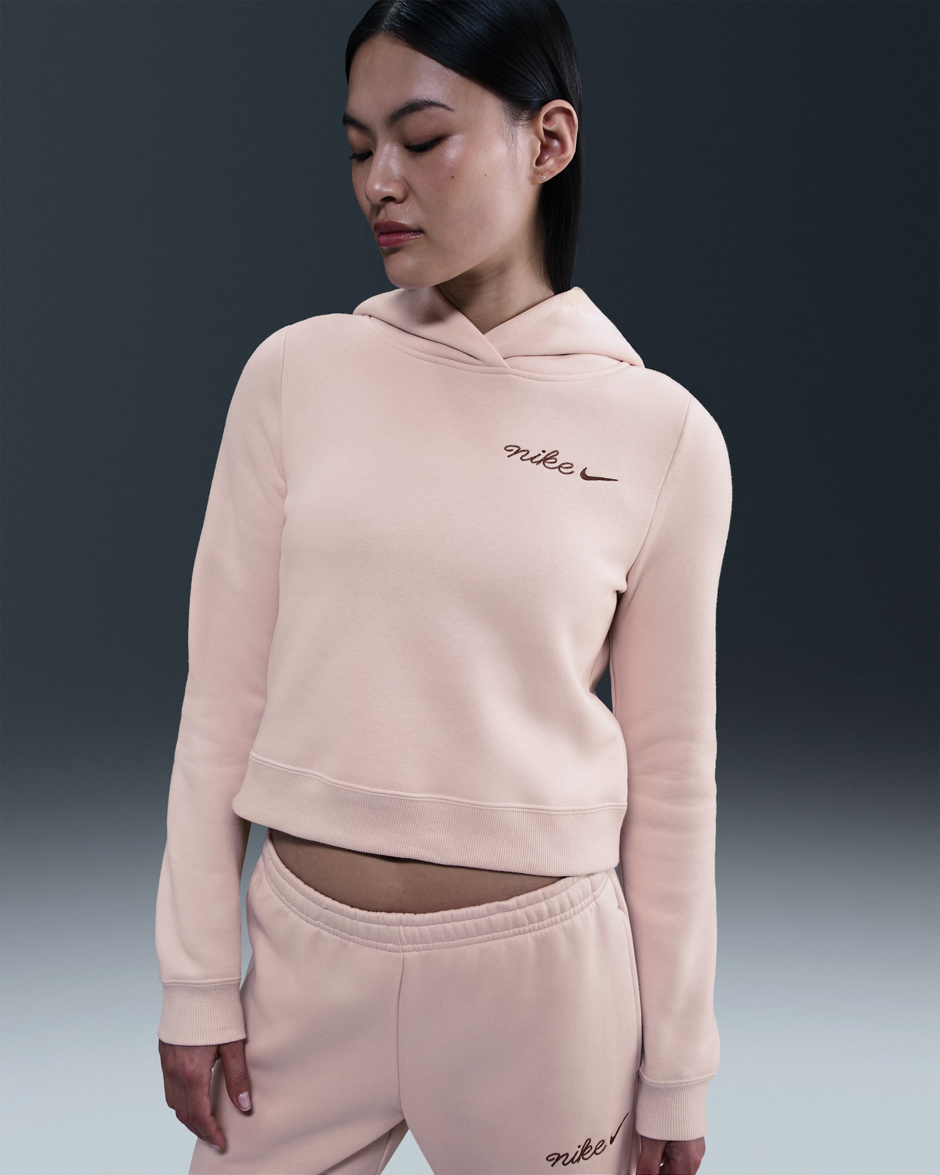 Nike Sportswear Phoenix Fleece Women's Shrunken Hoodie - Silt Red