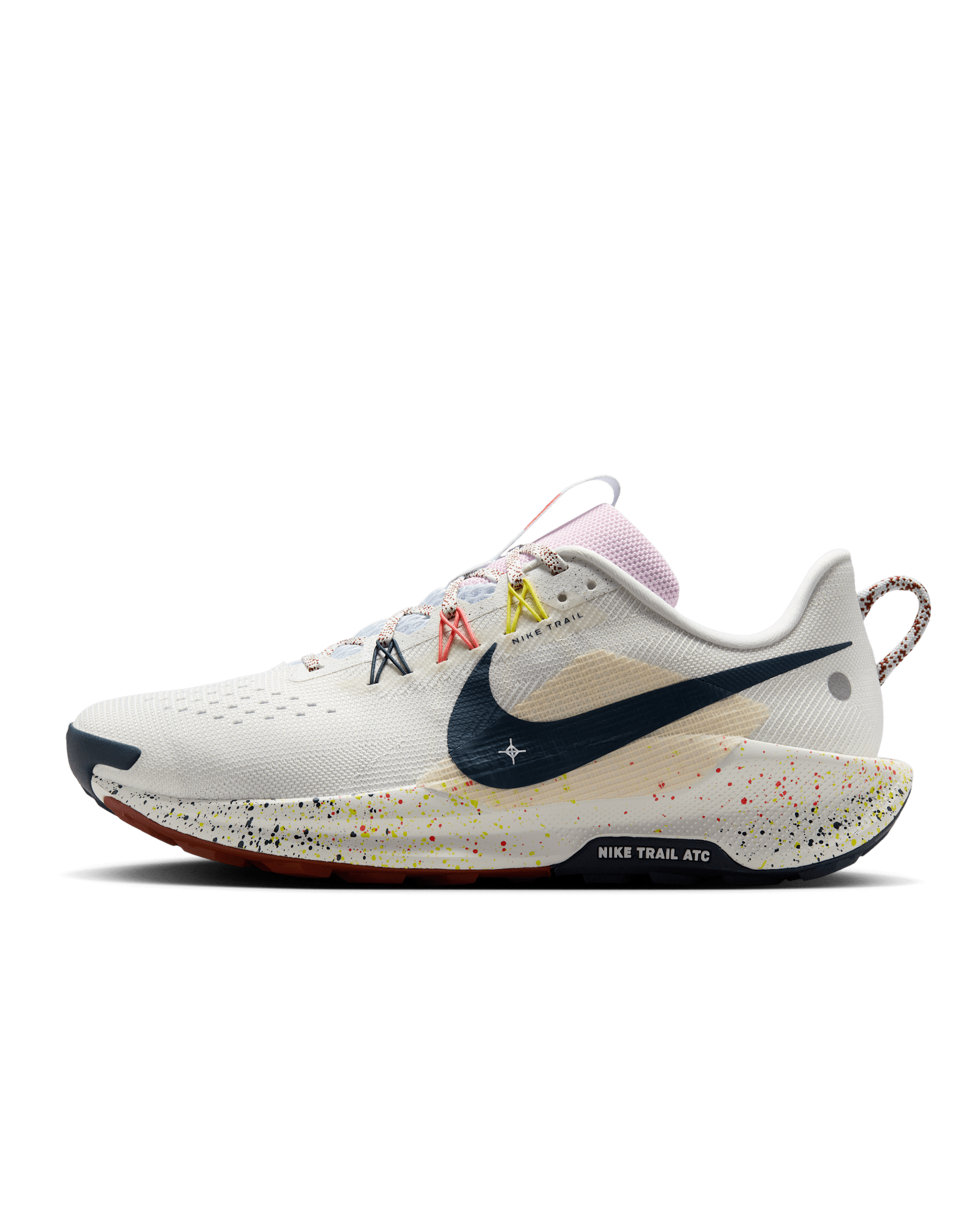 Tenis de trail running para hombre Nike Pegasus Trail 5 - Blanco cumbre/Gris fútbol/Espuma rosa/Azul marino militar