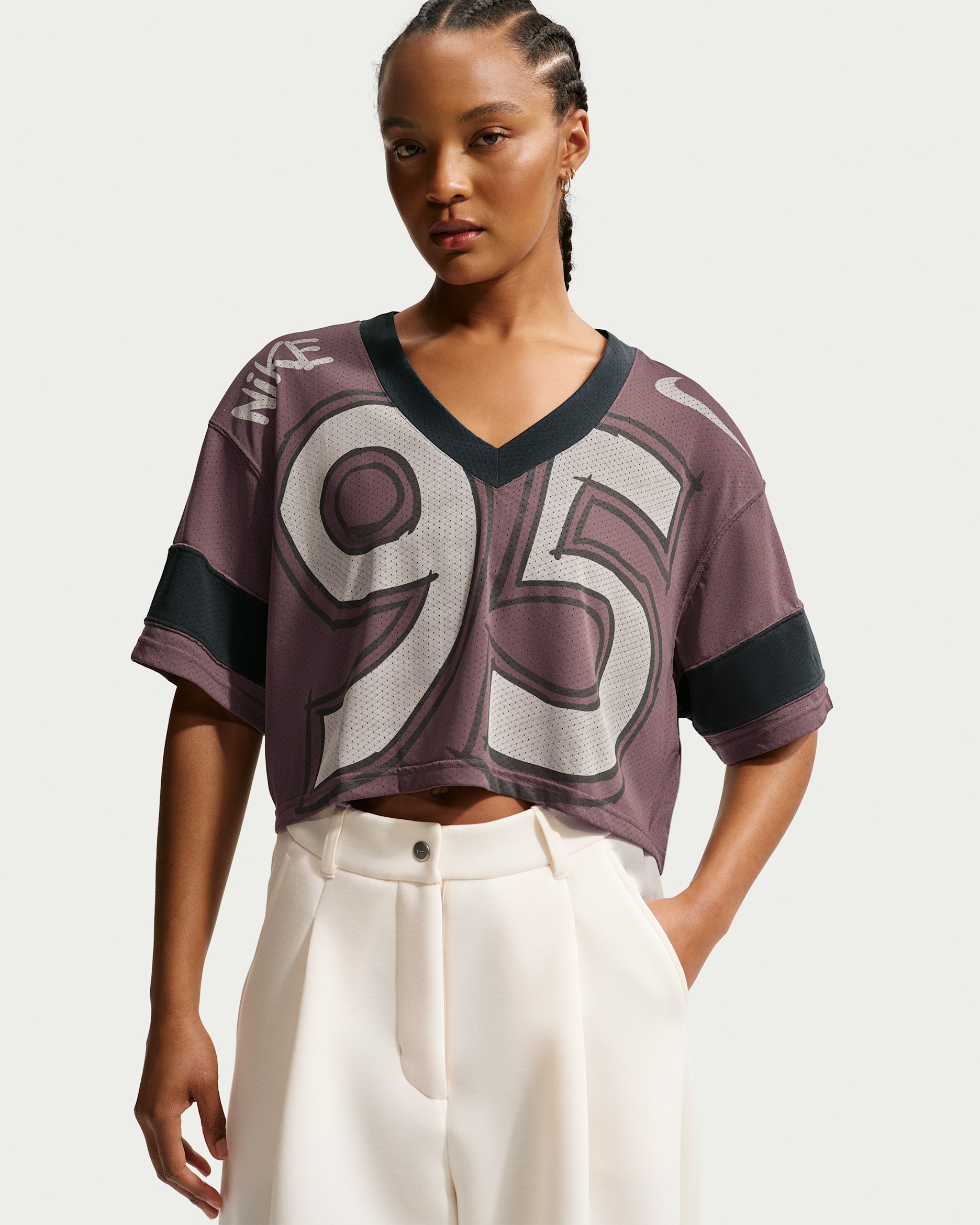 Nike Sportswear Women's Oversized Cropped Jersey - Tattoo/Dark Smoke Grey/Chalk