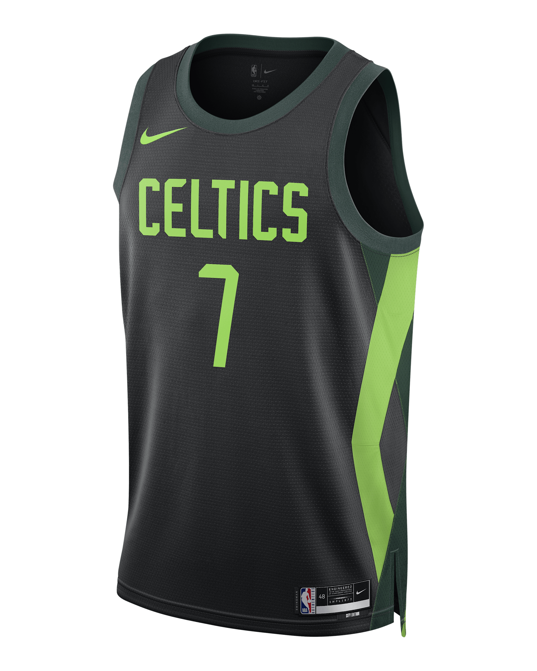 Jaylen Brown Boston Celtics 2024/25 City Edition Men's Nike Dri-FIT NBA Swingman Jersey - Black/Pro Green/Action Green