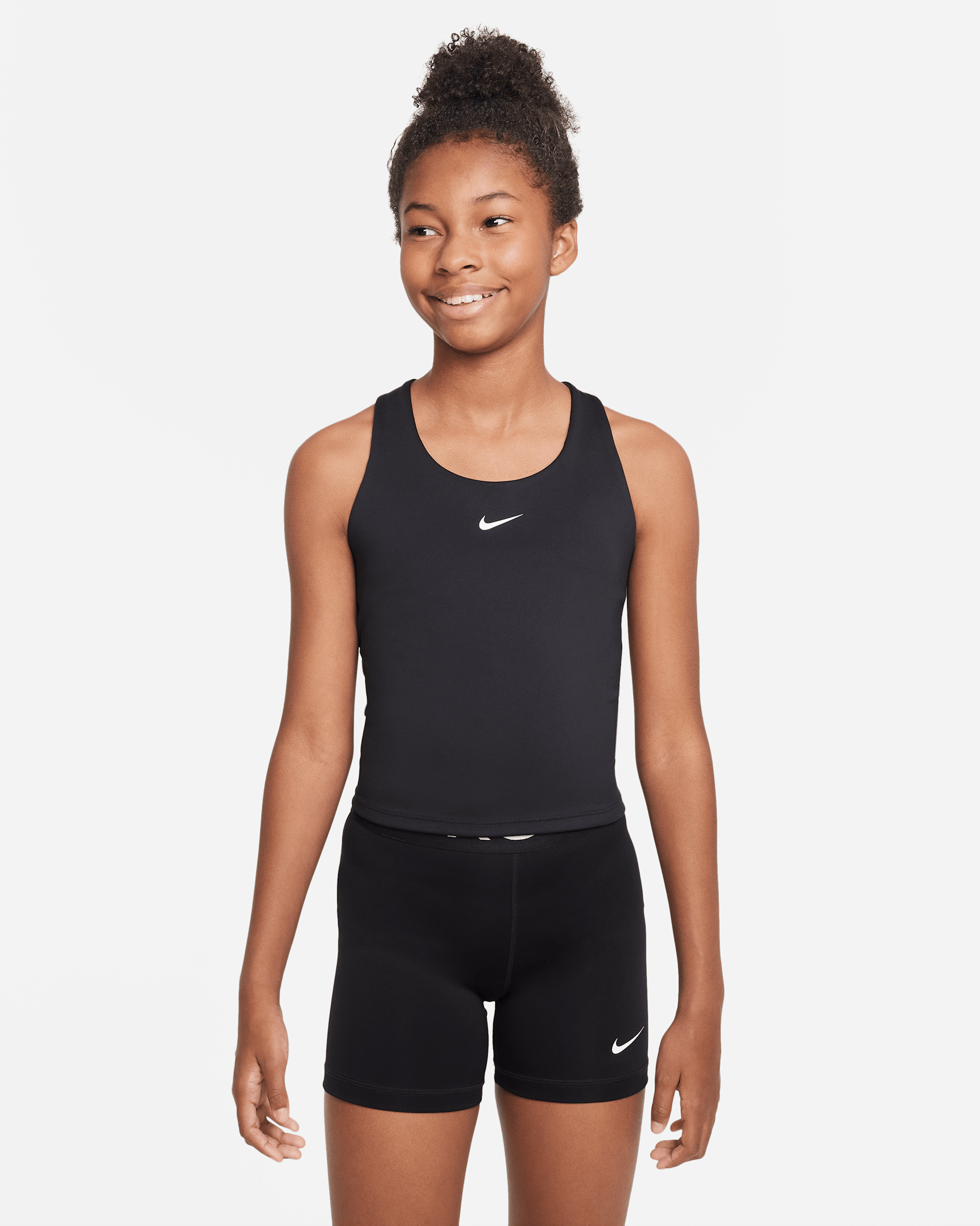 Nike Swoosh Older Kids' (Girls') Tank Sports Bra - Black/White