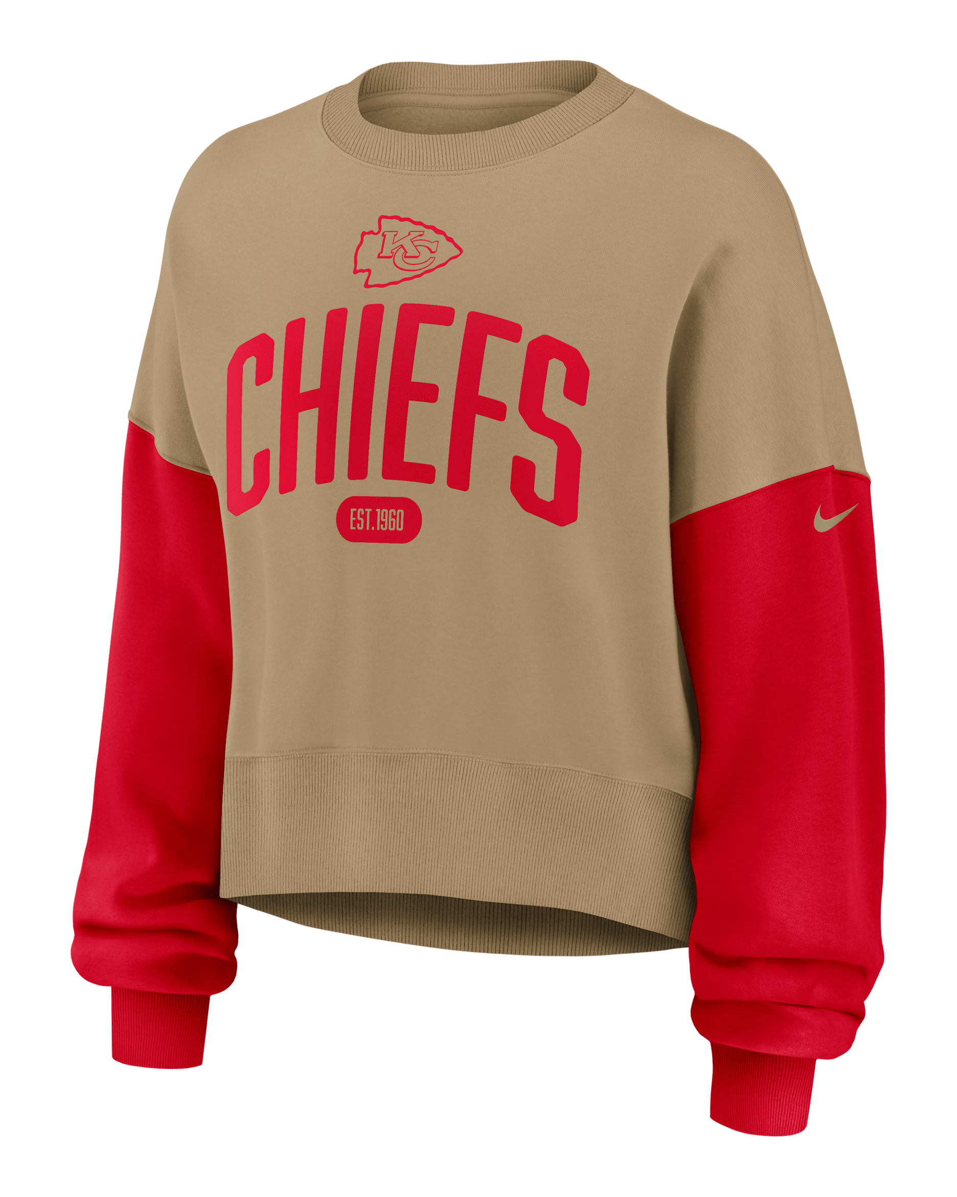 Kansas City Chiefs Rewind Women's Nike NFL Pullover Crew - Tan/Beige