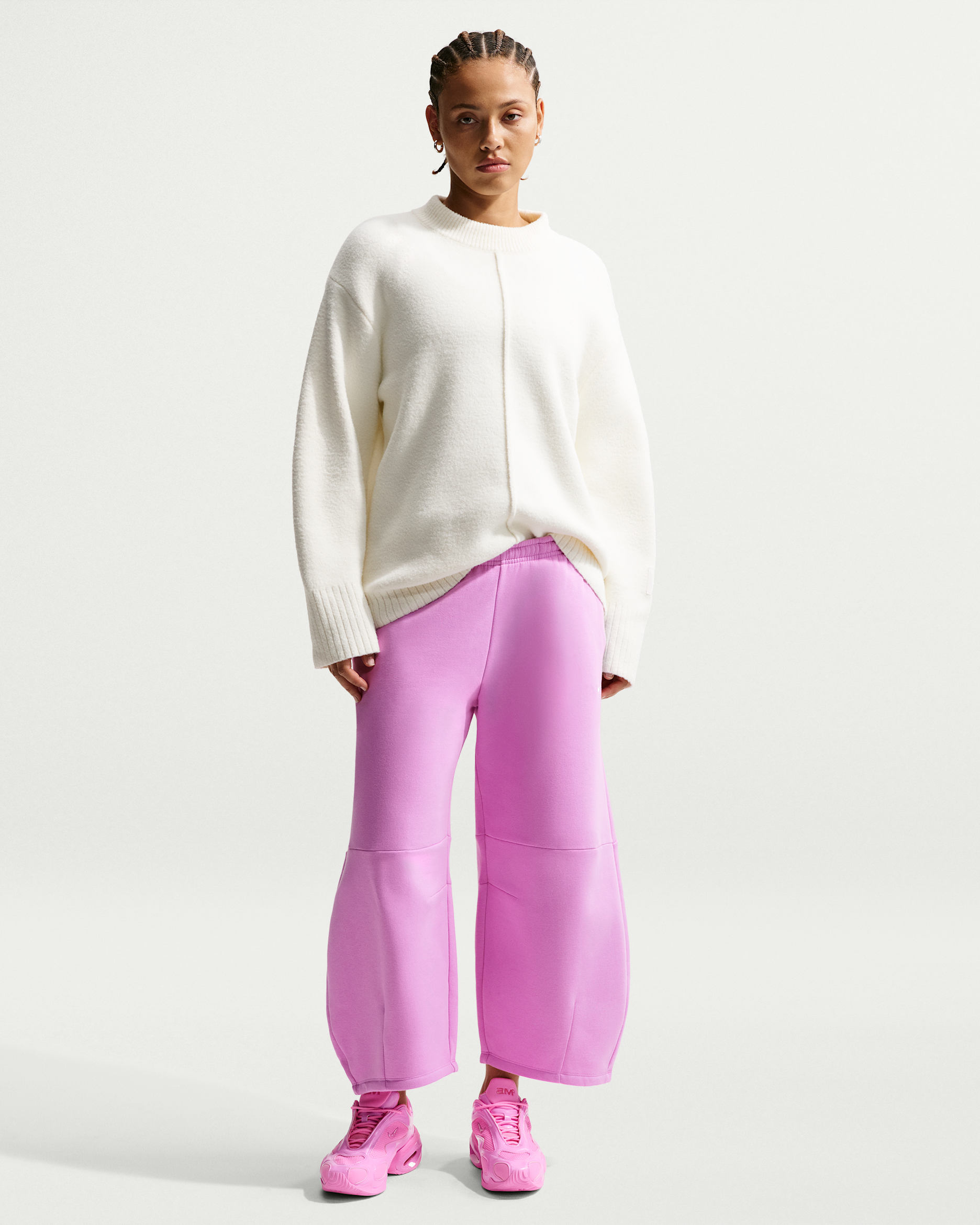 Nike Sportswear Phoenix Fleece Women's Loose Mid-Rise Barrel Pants - Light Magenta/Sail