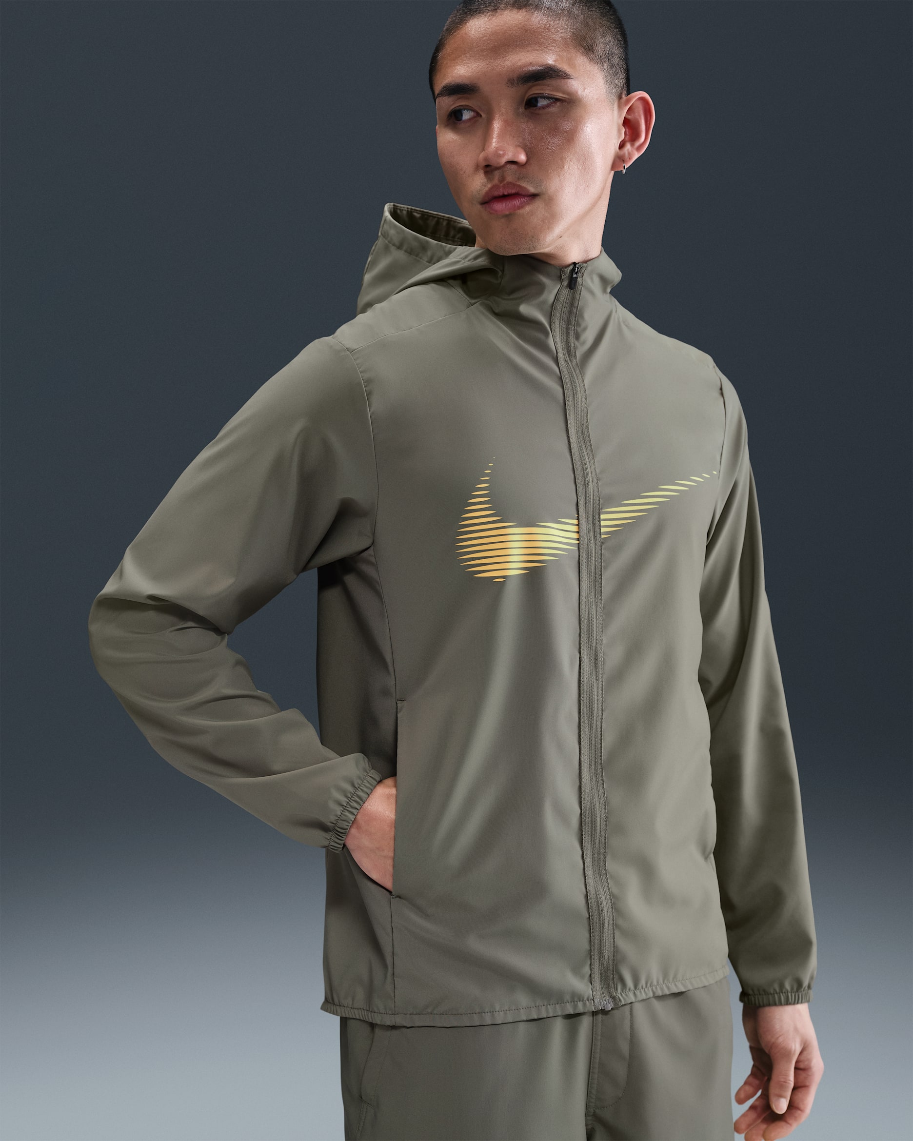 Nike Form Men's Dri-FIT Hooded Jacket - Light Army/Saturn Gold