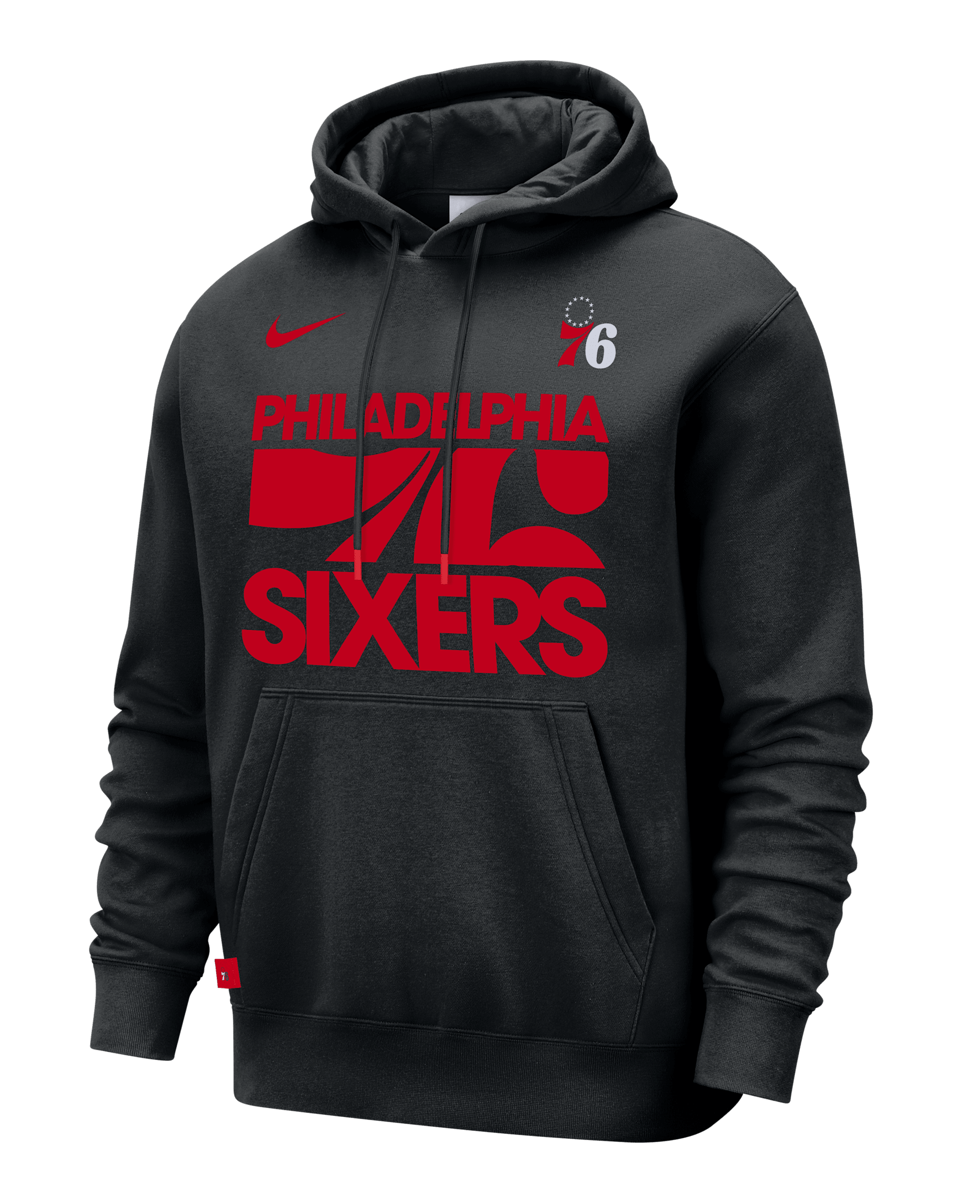 Philadelphia 76ers Club Courtside Men's Nike NBA Pullover Hoodie - Black/University Red