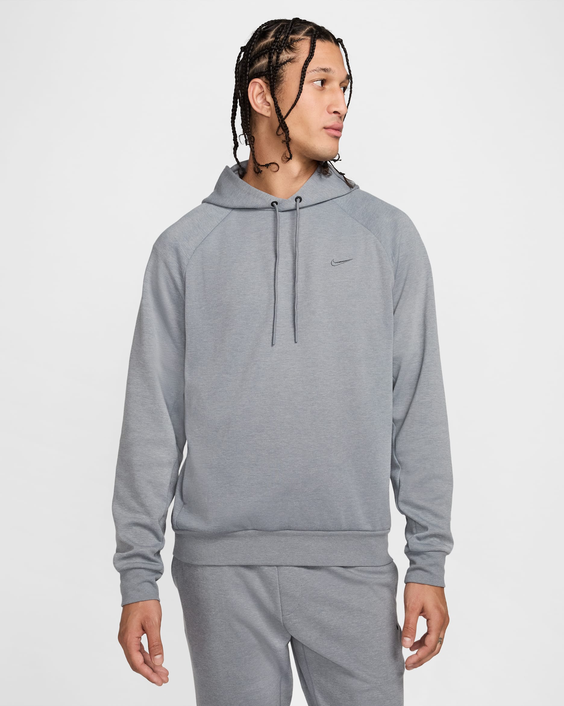 Nike Primary Fleece Men's Dri-FIT UV Pullover Performance Hoodie - Cool Grey/Heather/Cool Grey