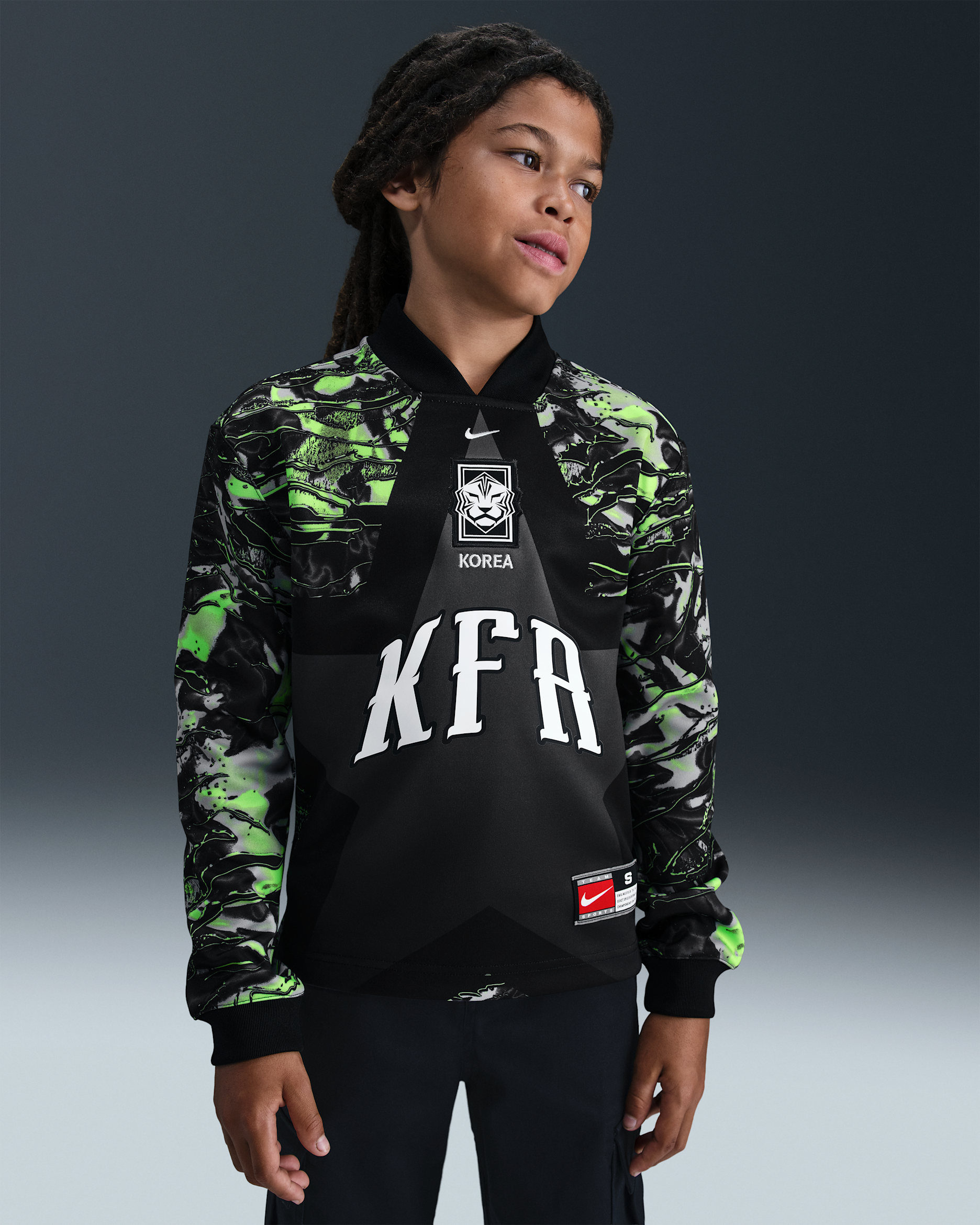 Fotbollströja Korea målvakt Nike Dri-FIT för ungdom - Svart/Svart/Vit