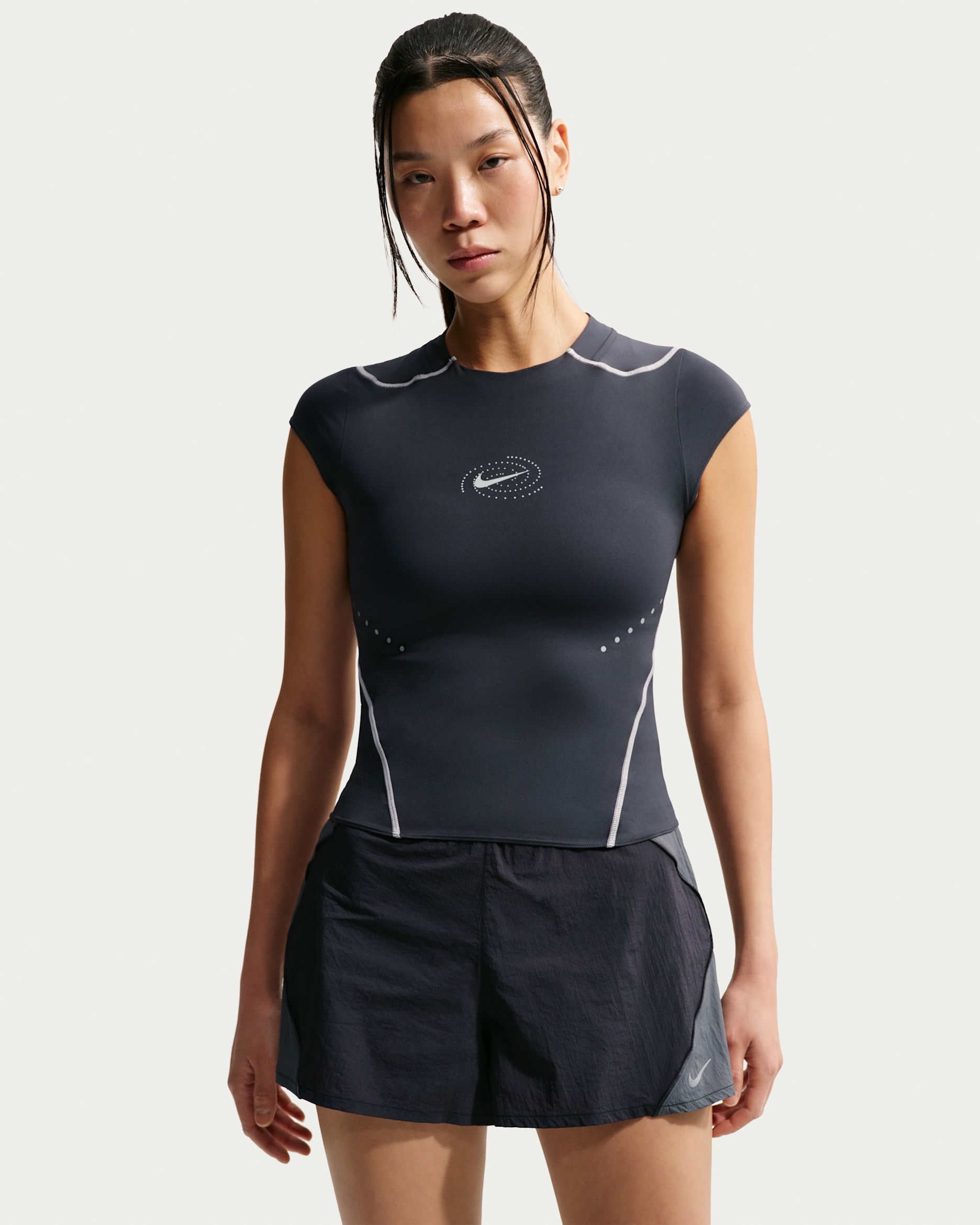 Nike Swift Women's Dri-FIT ADV Running Top with Reflective Design Accents - Dark Smoke Grey/Platinum Violet/Smoke Grey